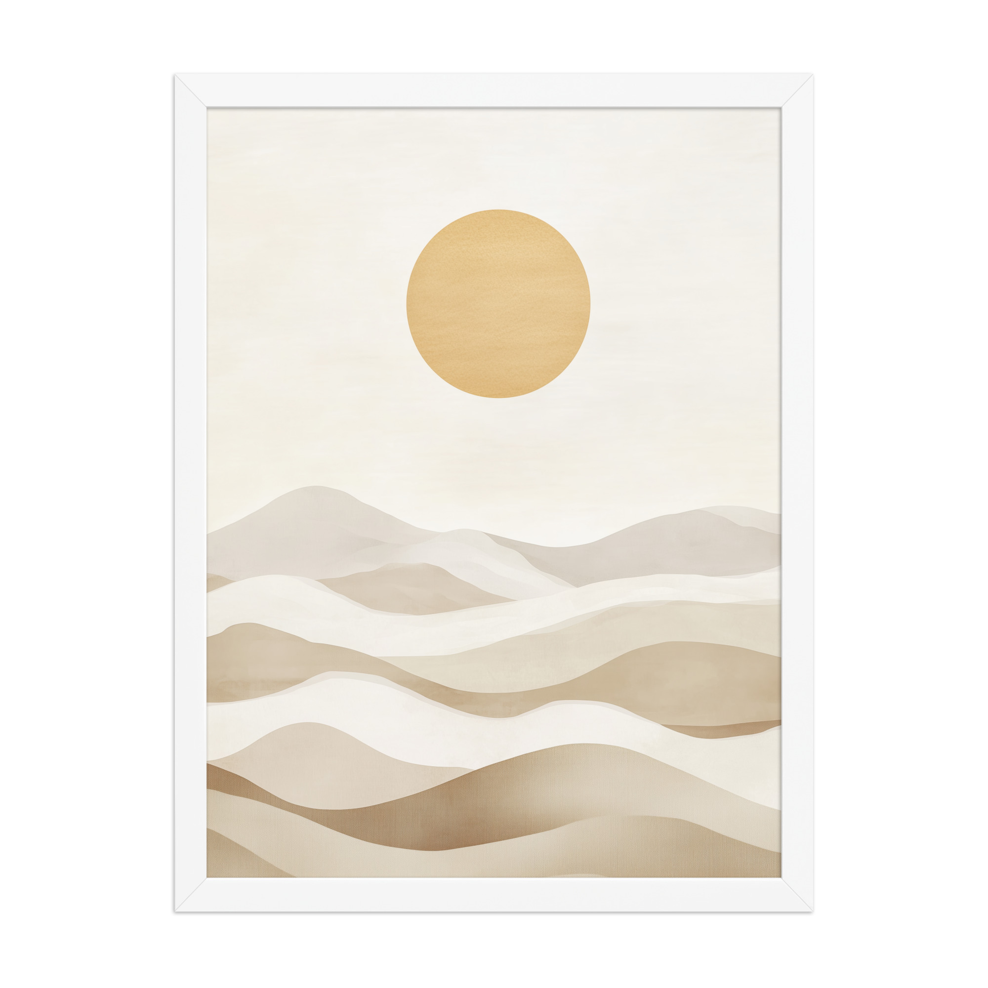Minimal Dunes and Golden Sun — Japandi Desert Landscape Wall Decor — Framed Poster - Image 19