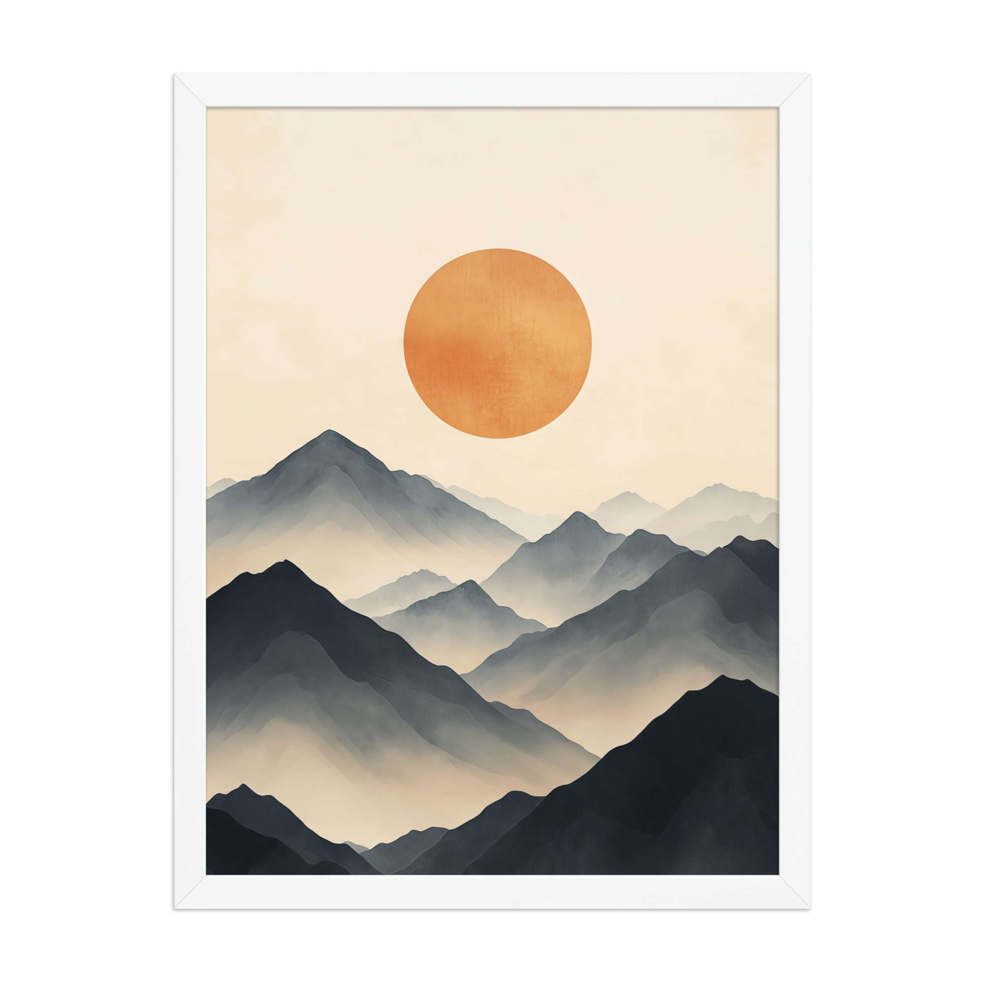 Layered Serenity — Neutral Misty Mountains Wall Decor — Framed Poster - Image 19