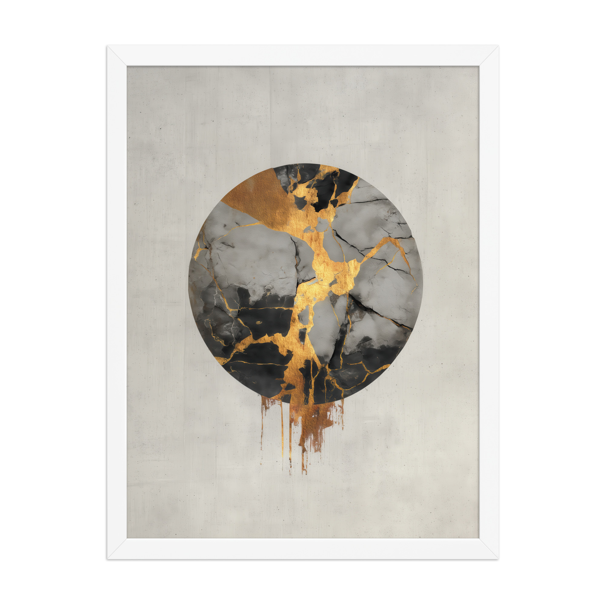 Broken Circle Golden Soul — Kintsugi Marble Circle Art with Gold Veins — Framed Poster - Image 20