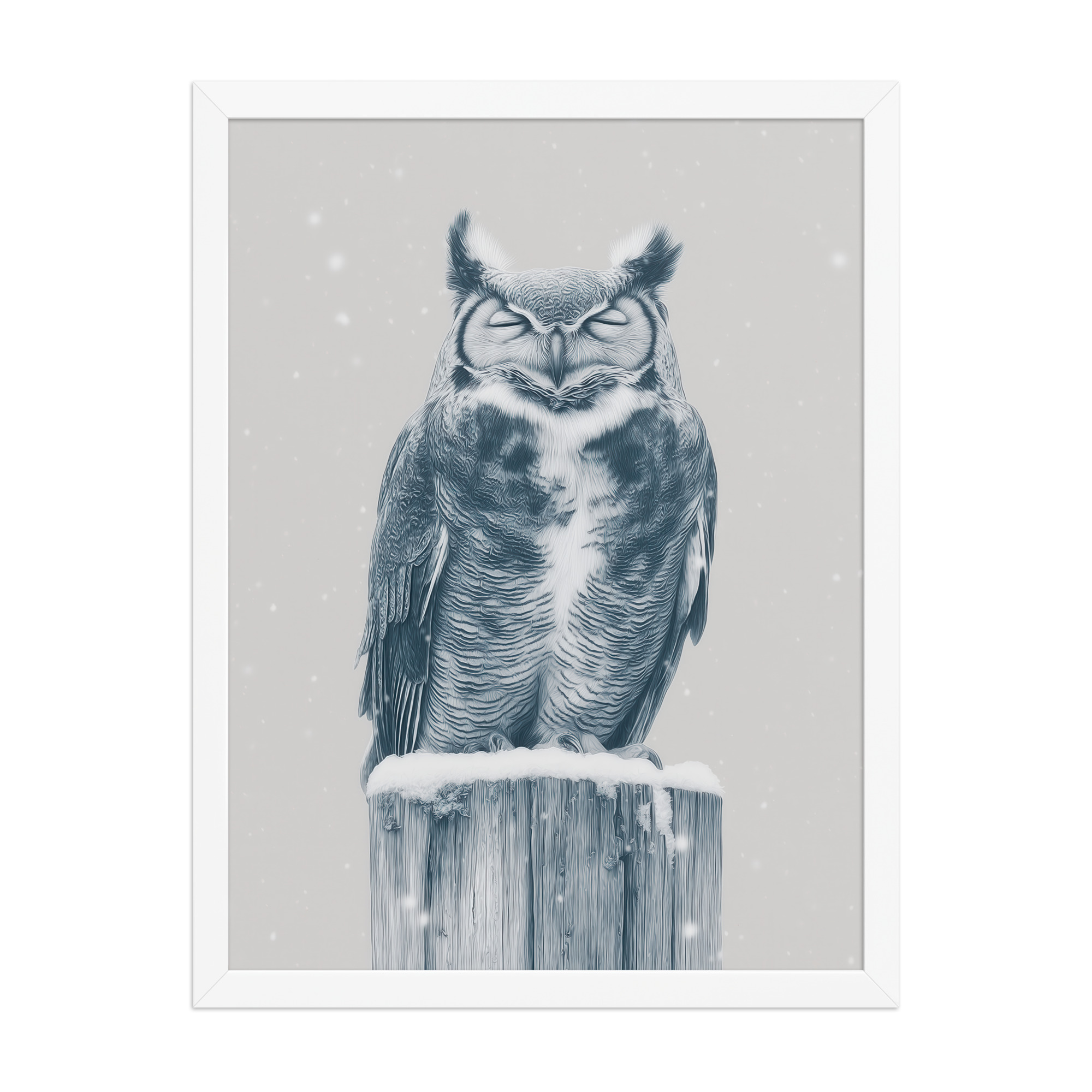 Silent Sentinel – Snow Owl Winter Wildlife Art in Neutrals Wall Decor — Framed Poster - Image 22