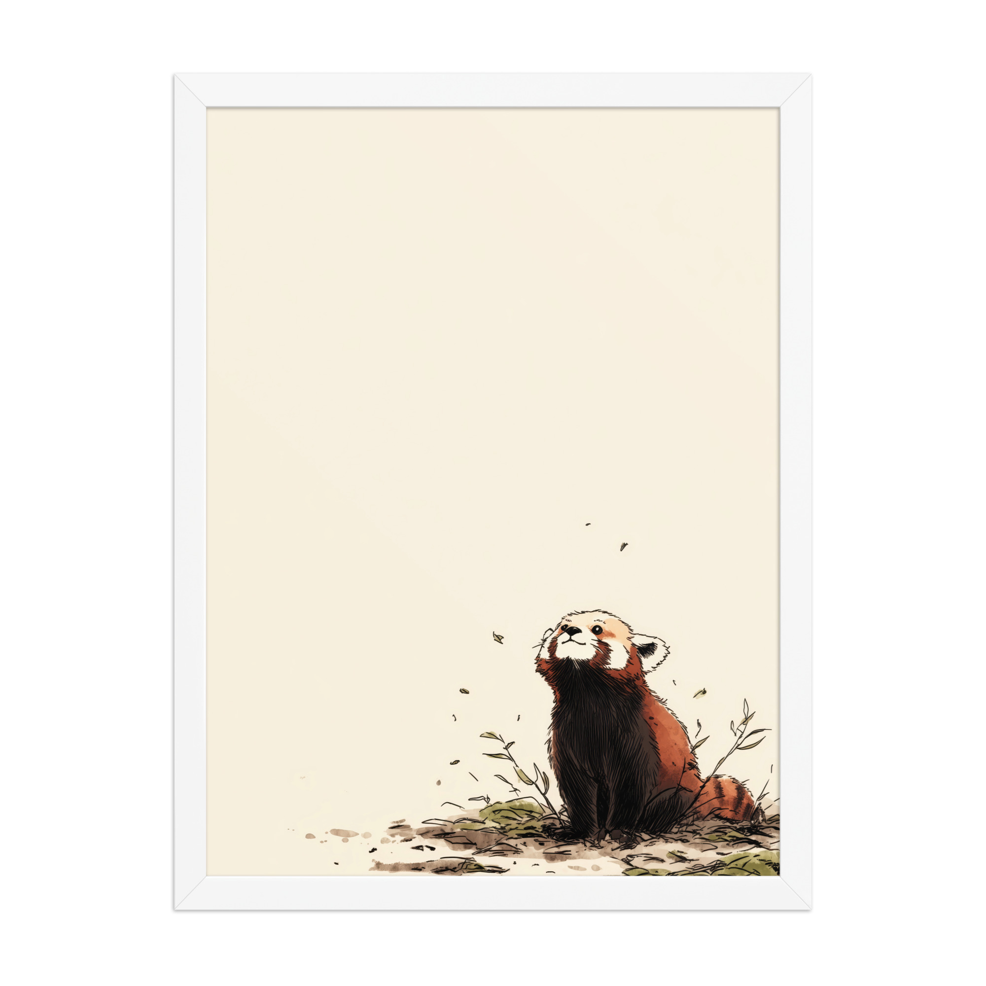Red Panda in the Wind — Minimal Illustrated Animal Wall Art — Framed Poster - Image 19