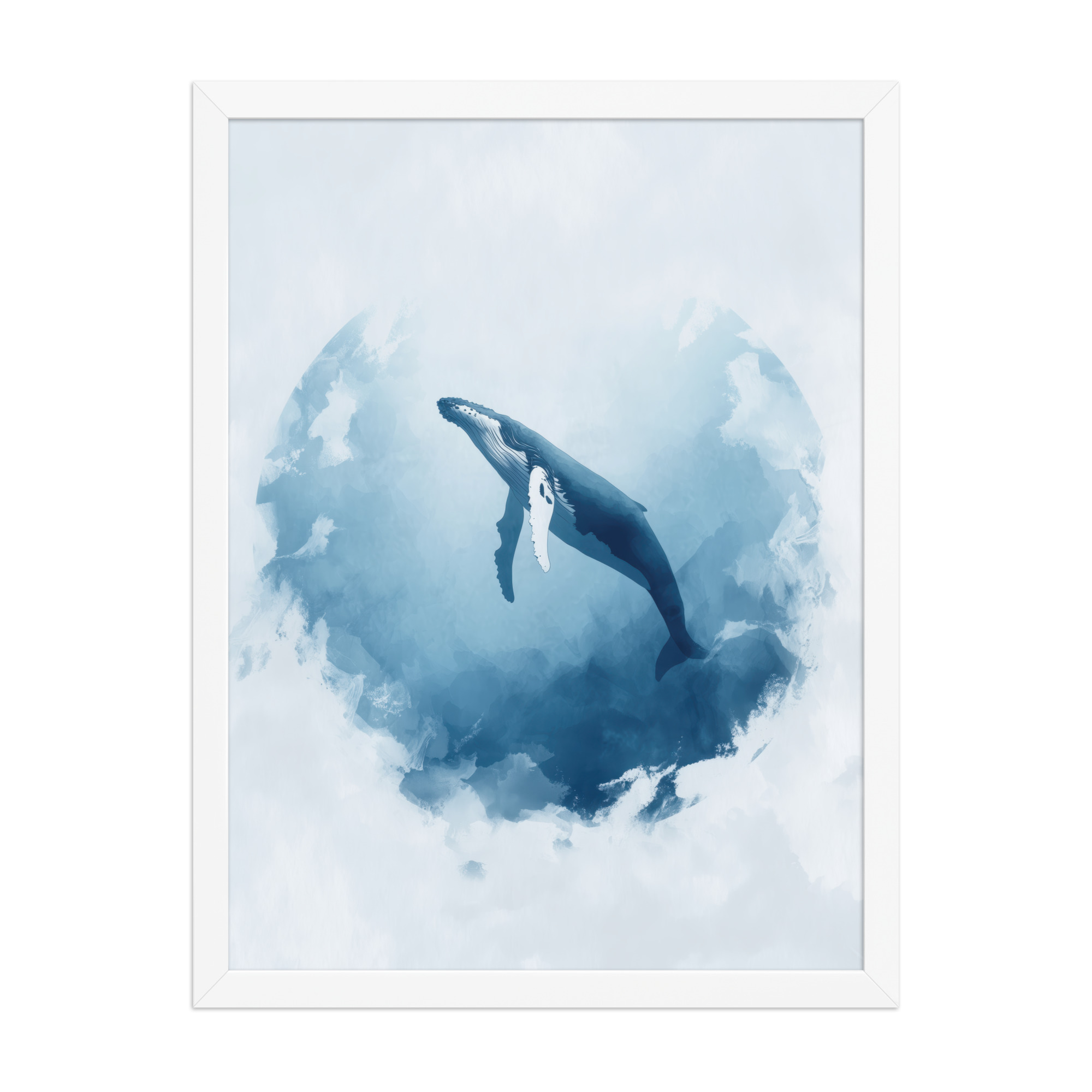 Ocean Heart — Humpback Whale in Dreamy Blue Watercolor Wall Art — Framed Poster - Image 17