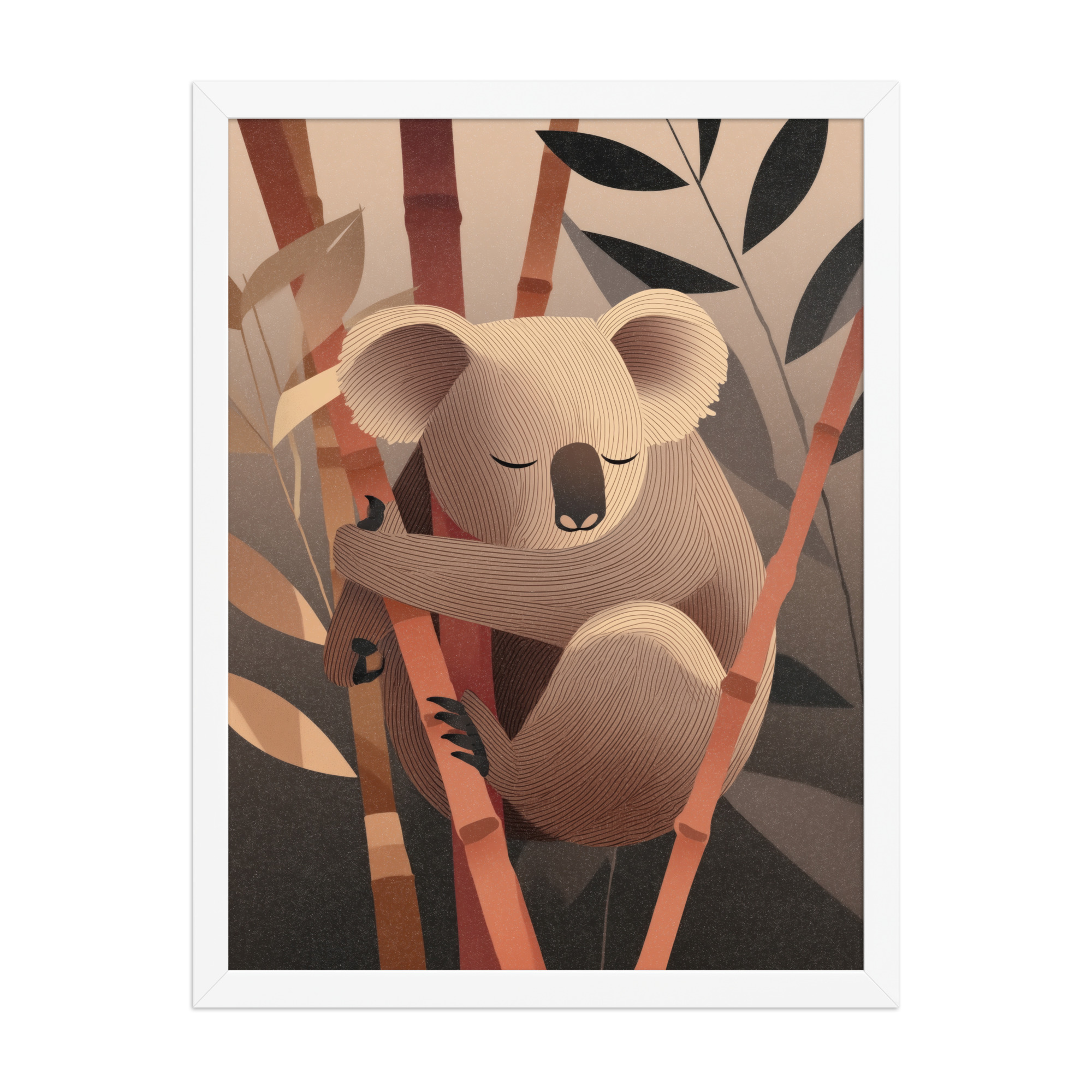 Koala Dreams in Bamboo — Minimal Sleeping Koala in Warm Tones Wall Decor — Framed Poster - Image 22