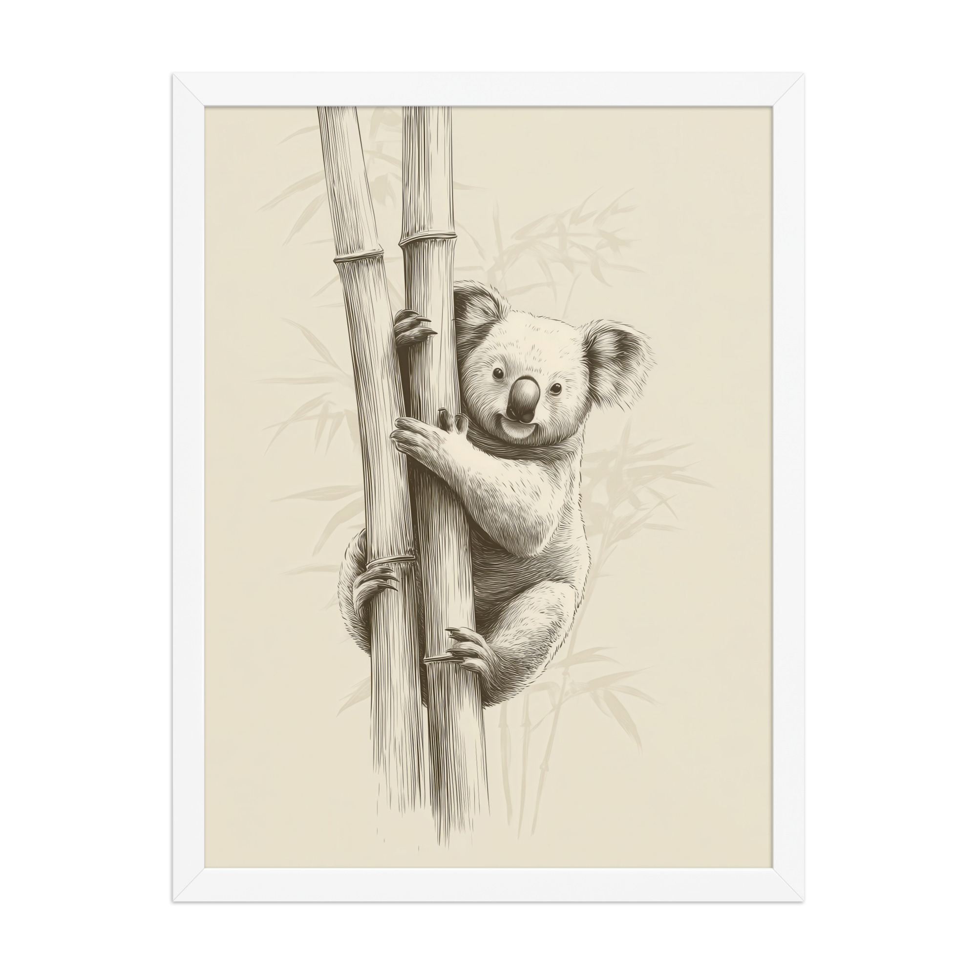 Koala Bamboo I — Koala Illustration in Warm Neutrals Wall Decor — Framed Poster - Image 22