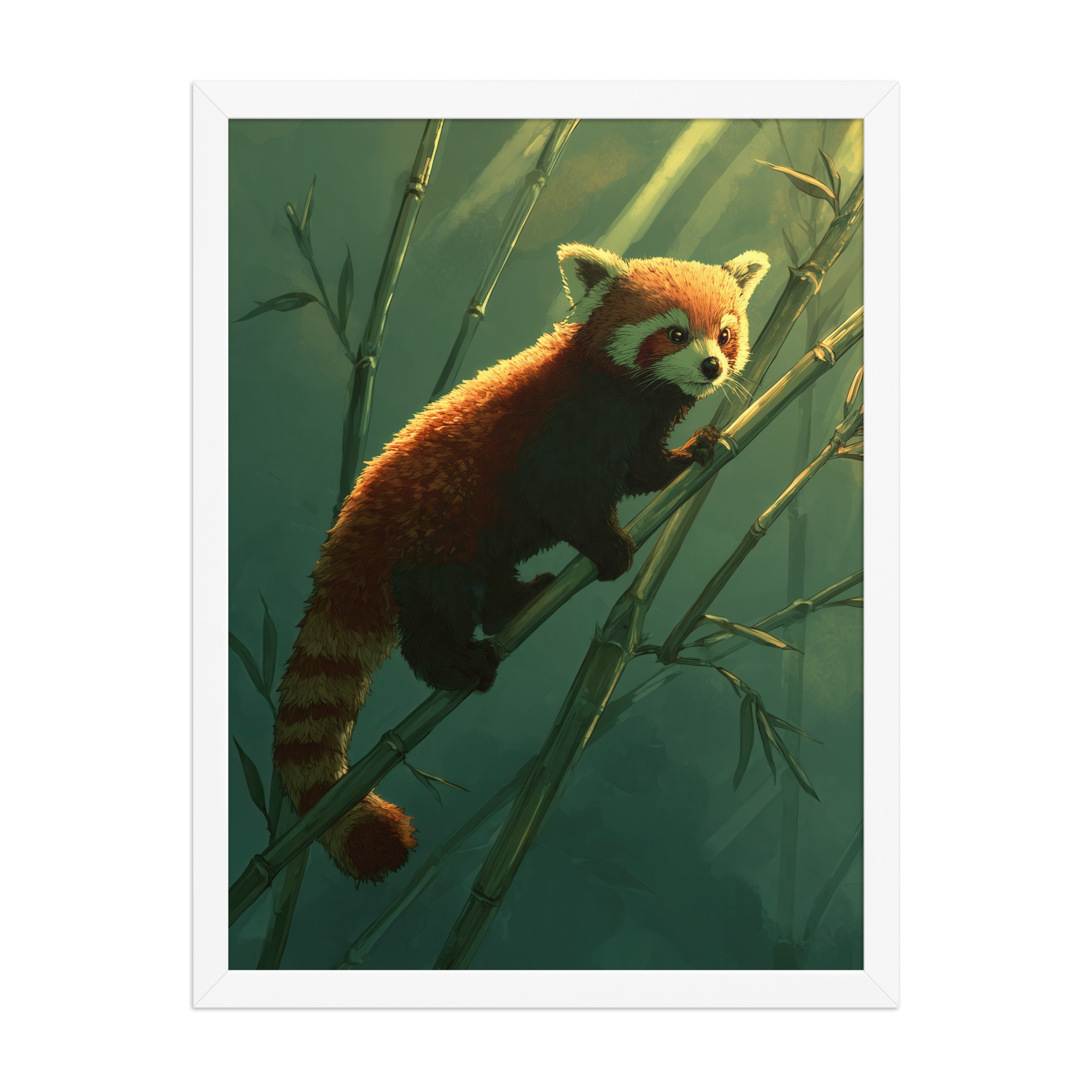 Bamboo Climber — Red Panda in Lush Green Bamboo Wall Decor — Framed Poster - Image 22