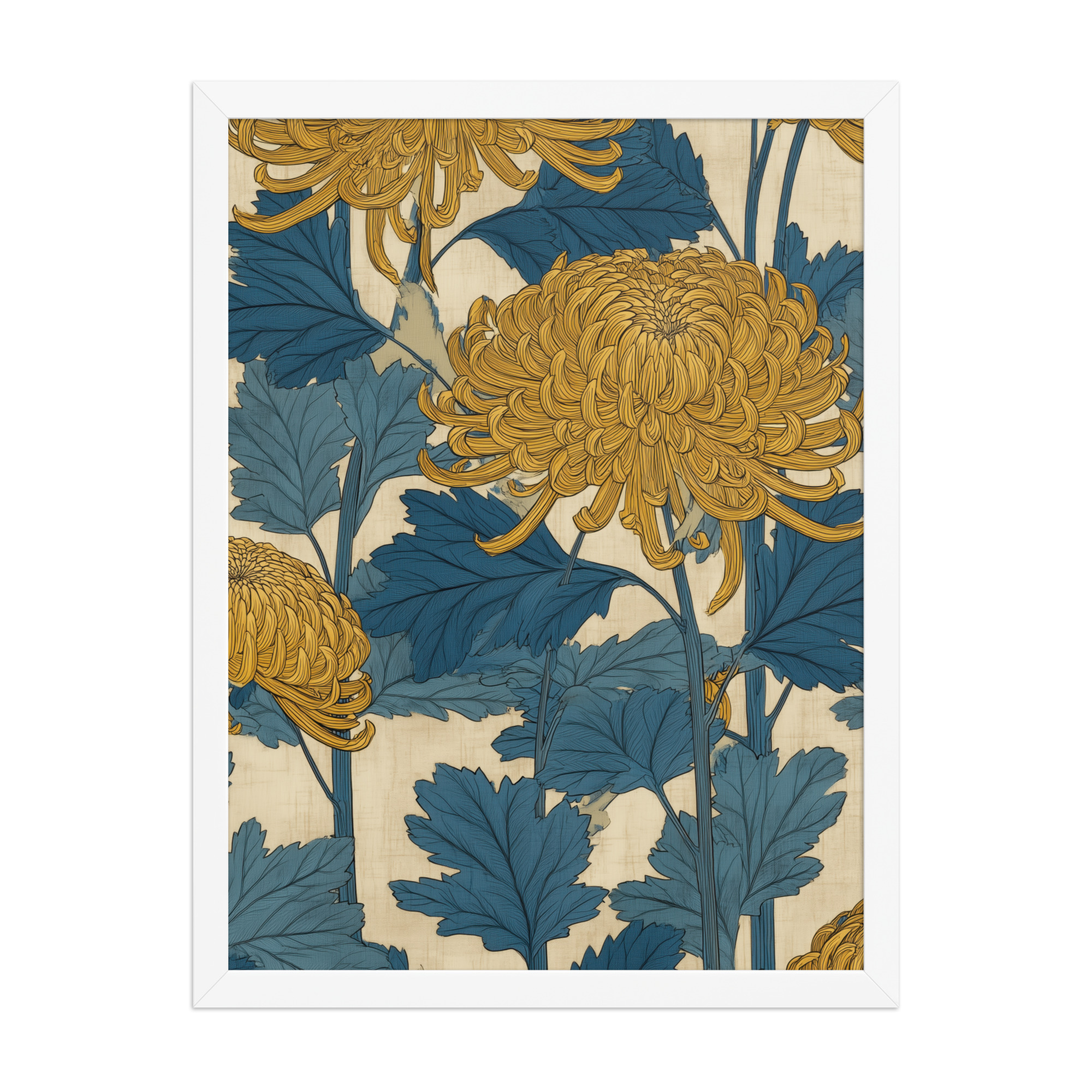 Amber Chrysanthemum — Japandi Floral Wall Decor — Framed Poster - Image 16