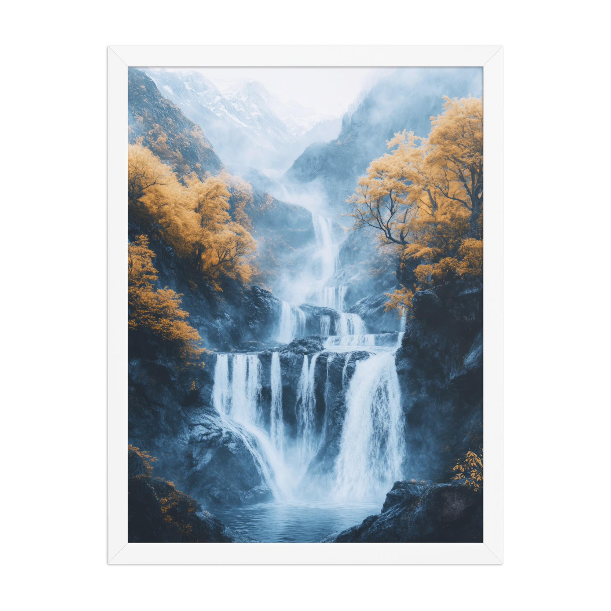 Autumn Falls — Waterfall Landscape Wall Art — Framed Poster - Image 19