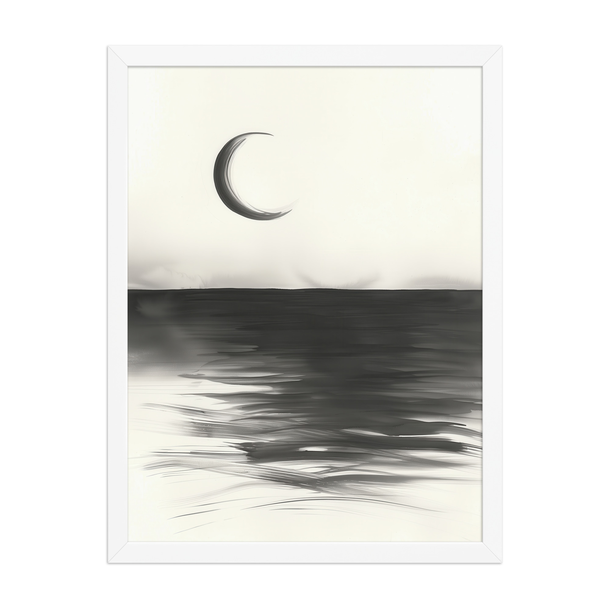 Crescent Reflections — Minimal Seascape Wall Decor — Framed Poster - Image 22