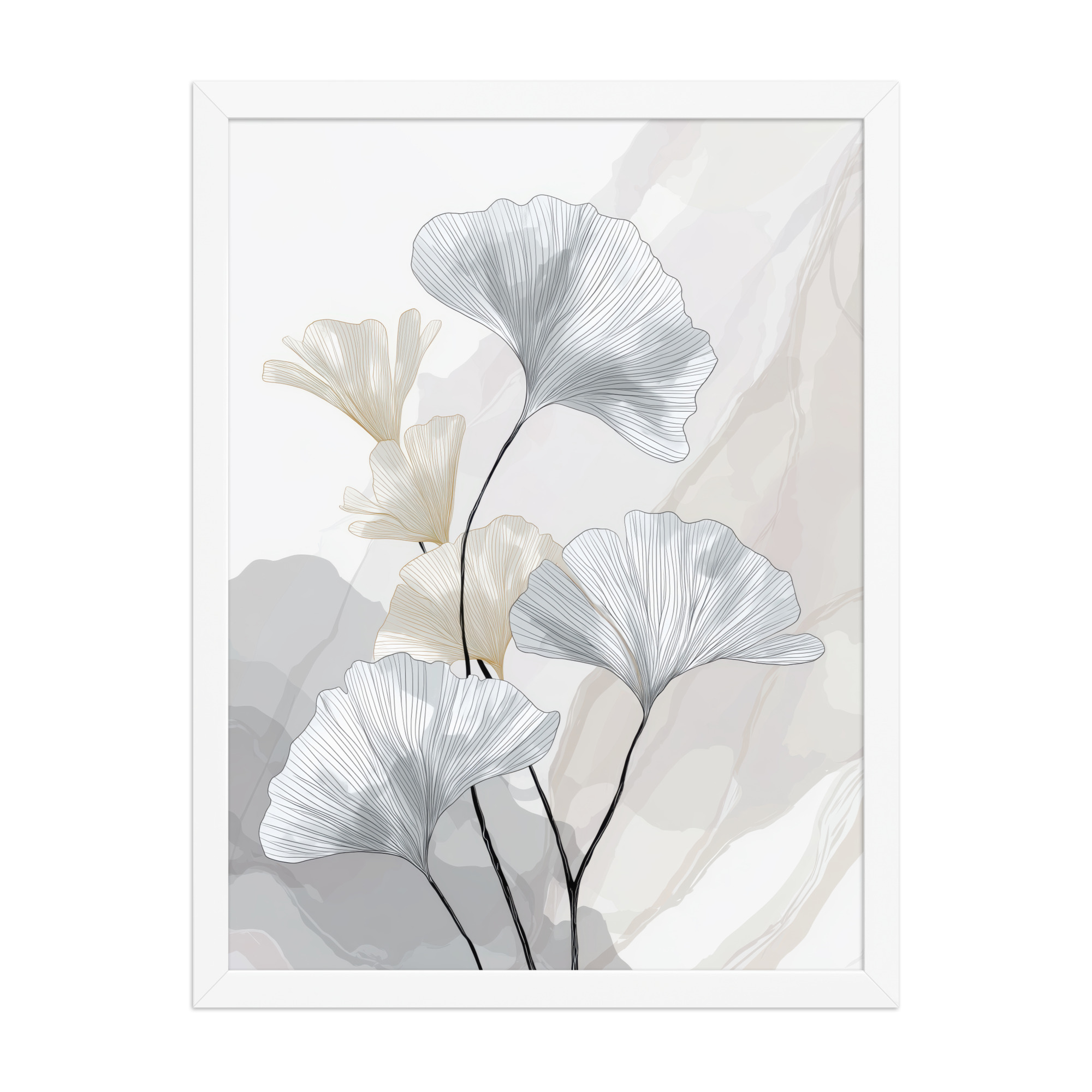 Ginkgo Harmony (Pale Edition) — Line Art Botanical Wall Decor — Framed Poster - Image 17