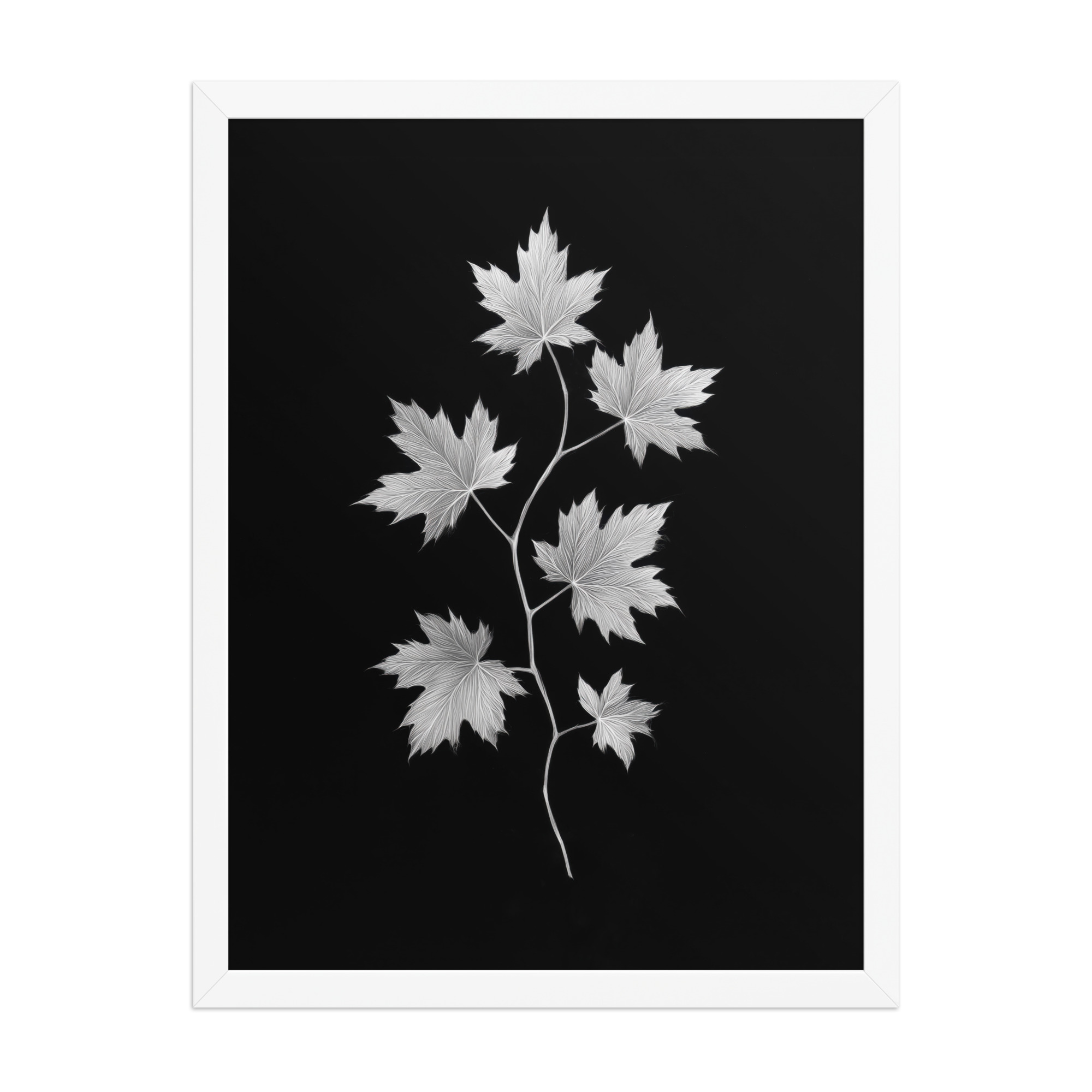 Ivory Veins — Japandi Maple Line Art — Framed Poster - Image 22