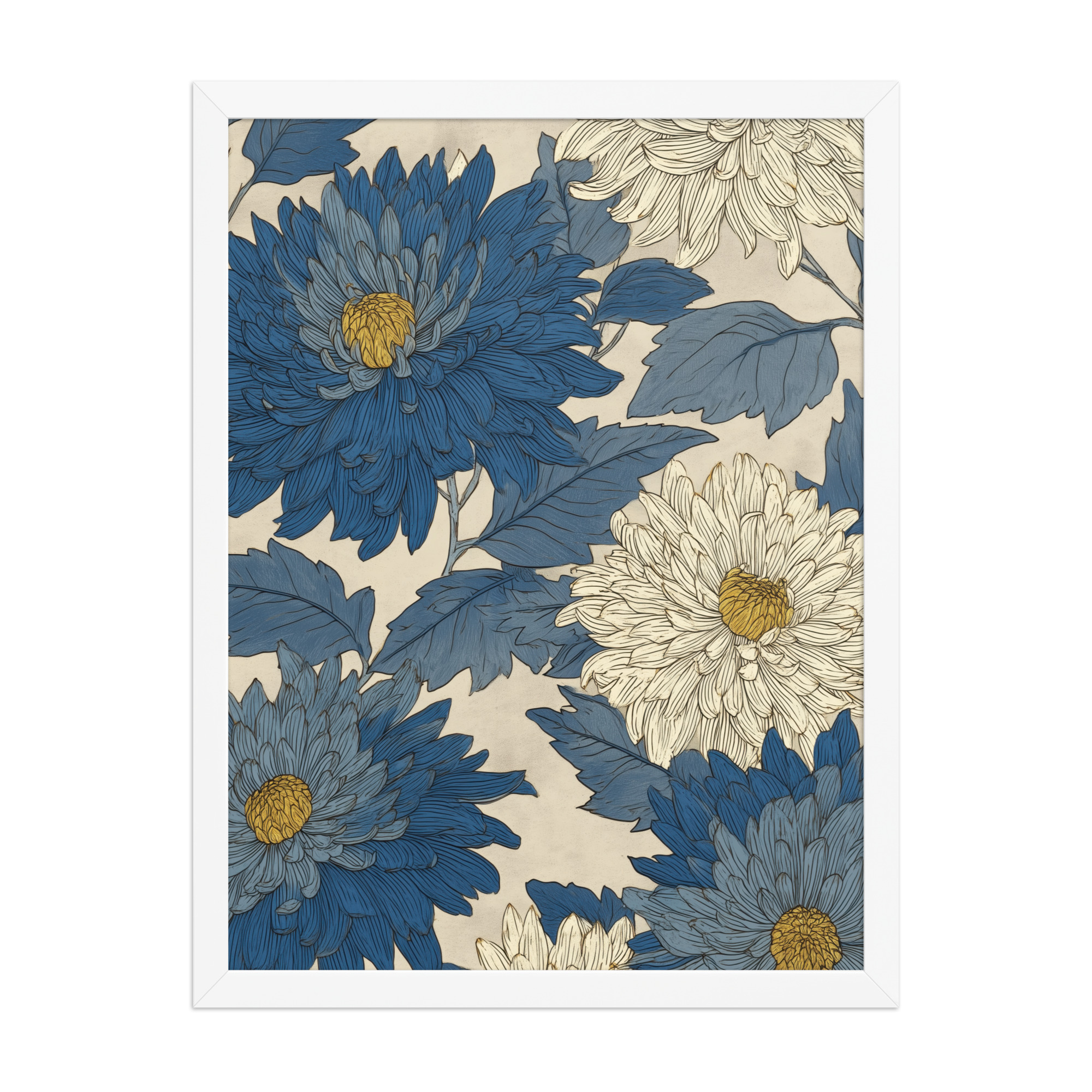Mixed Chrysanthemums — Vintage Floral Pattern Wall Decor — Framed Poster - Image 19