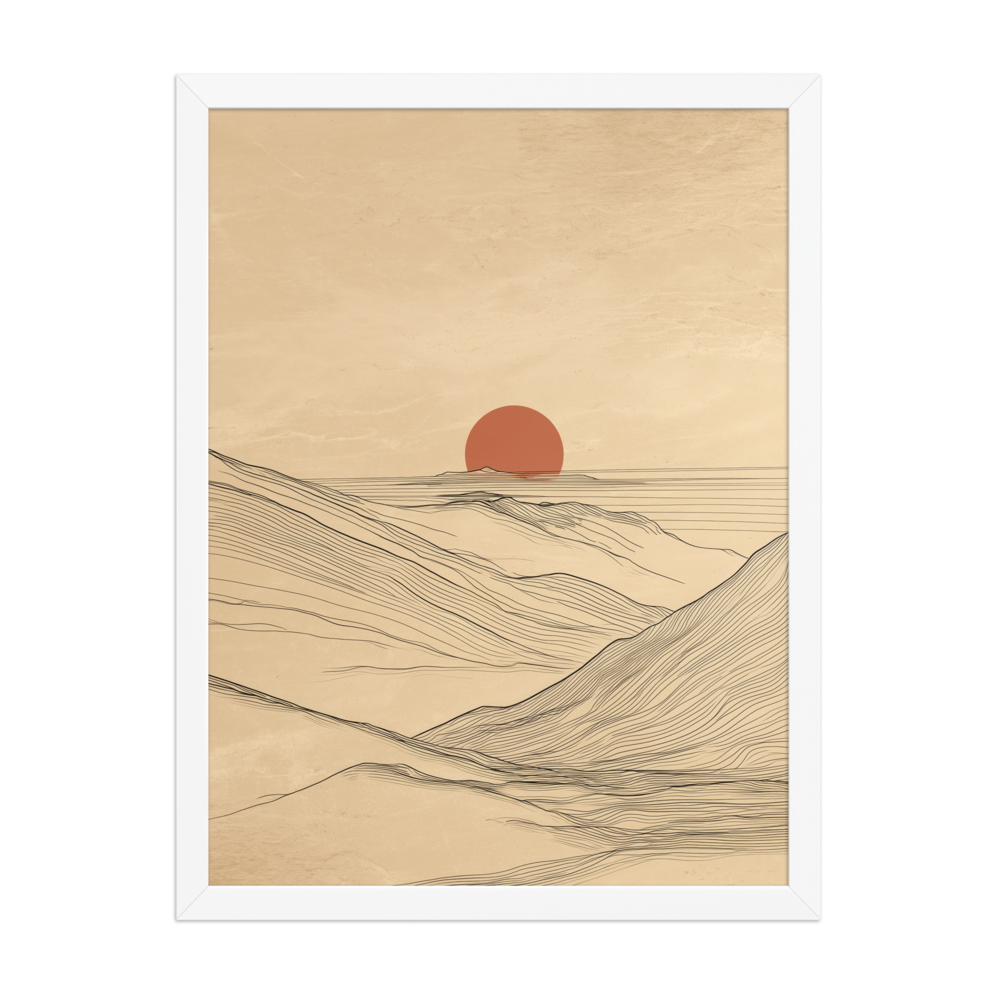 Desert Horizon — Japandi Desert Line Landscape Wall Art — Framed Poster - Image 16