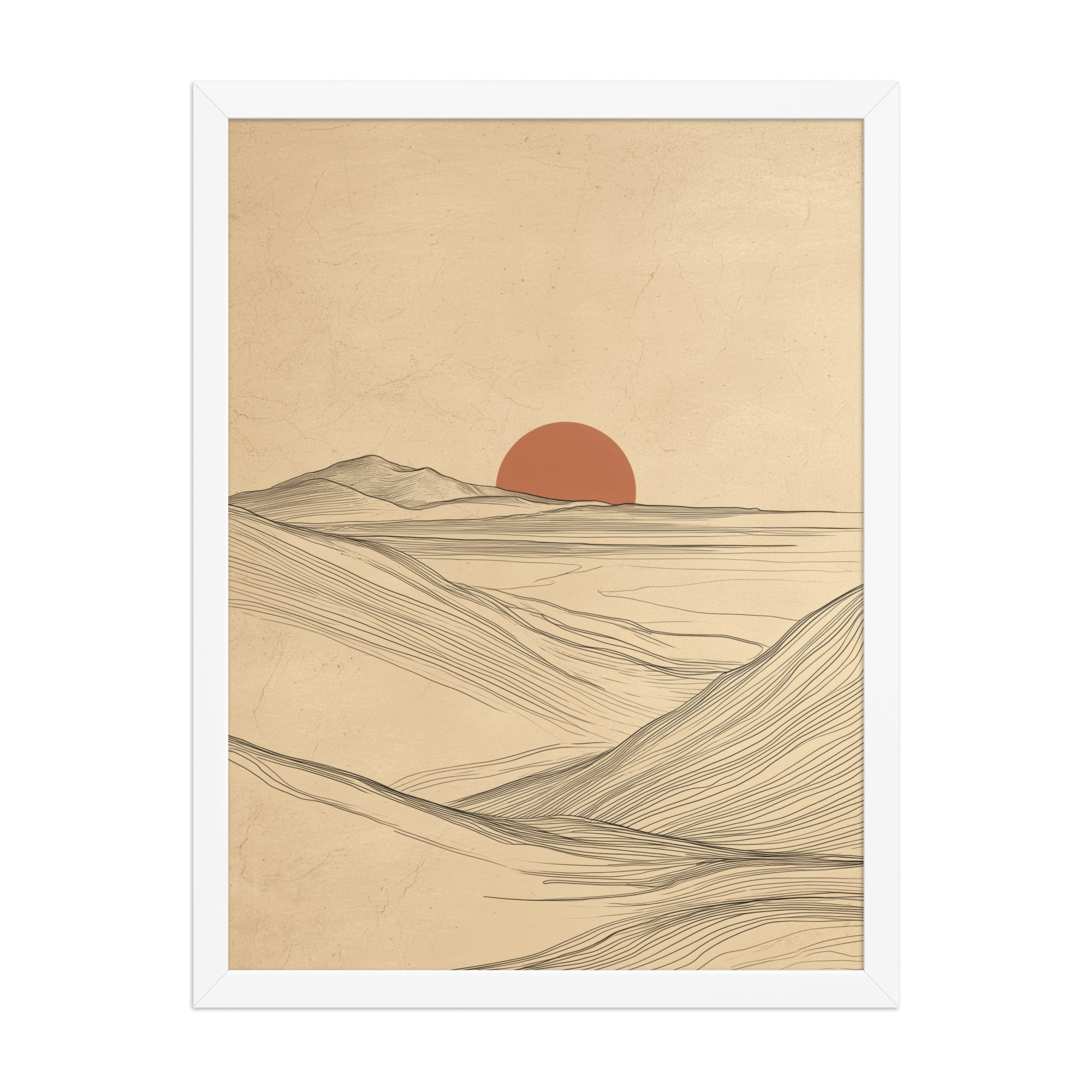 Flowing Ridges — Neutral Line Landscape Wall Art — Framed Poster - Image 16