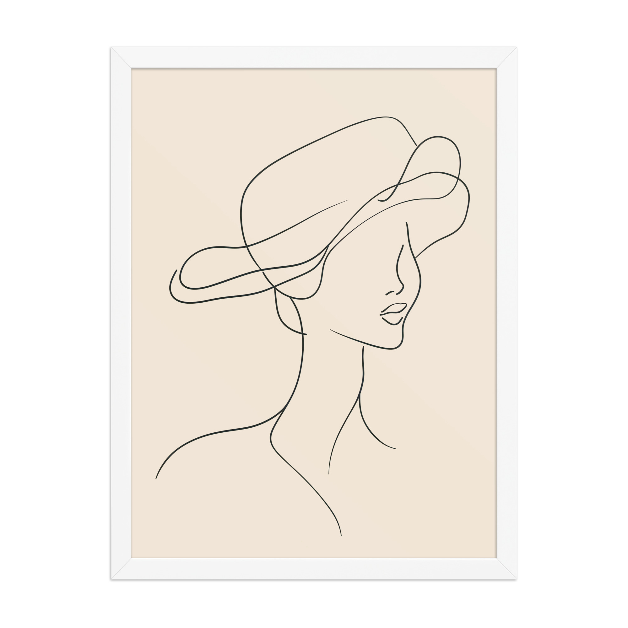 Woman in the Wind — Minimal Line Art Portrait Wall Art — Framed Poster - Image 13