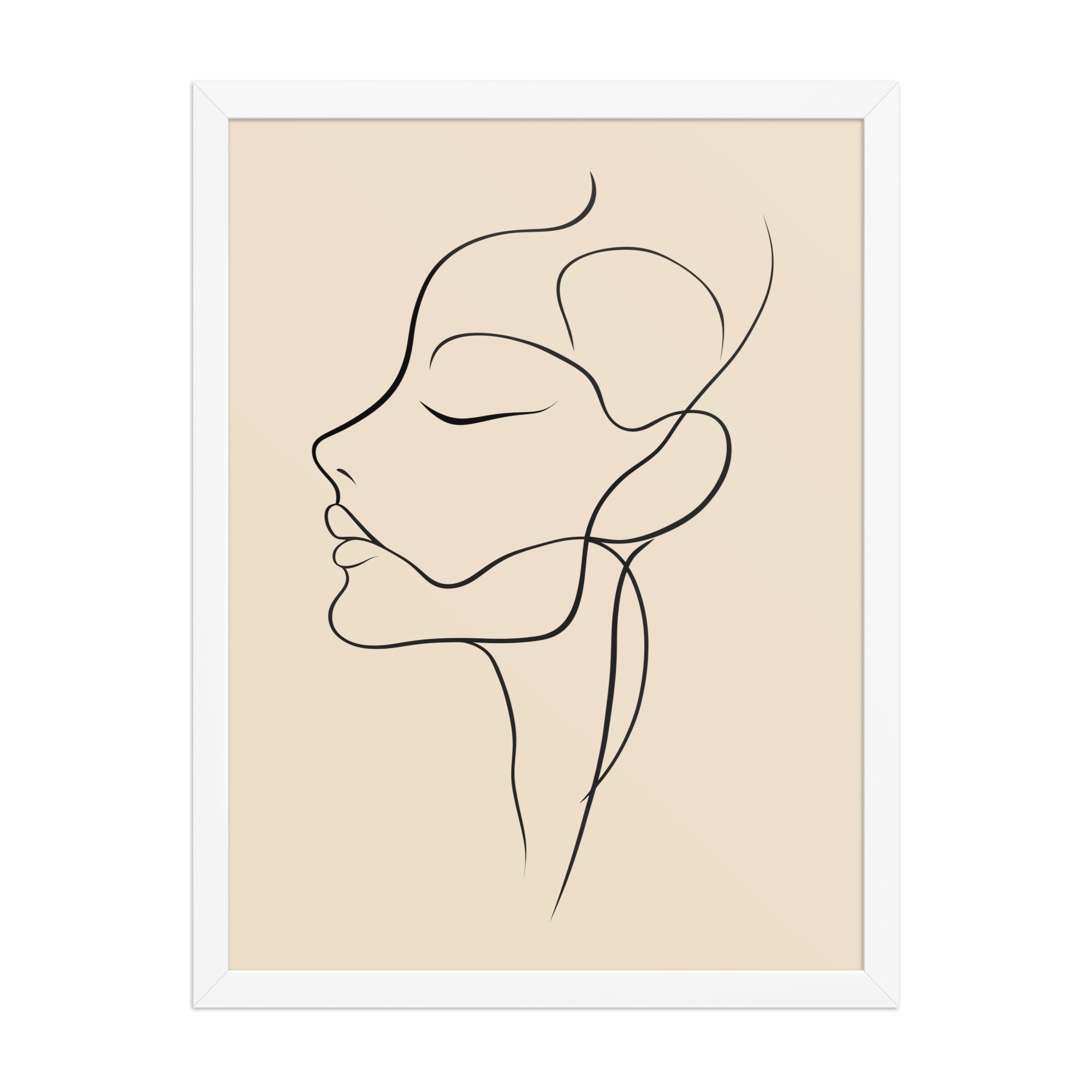 Serenity in Profile — Minimal Line Face Wall Art — Framed Poster - Image 13