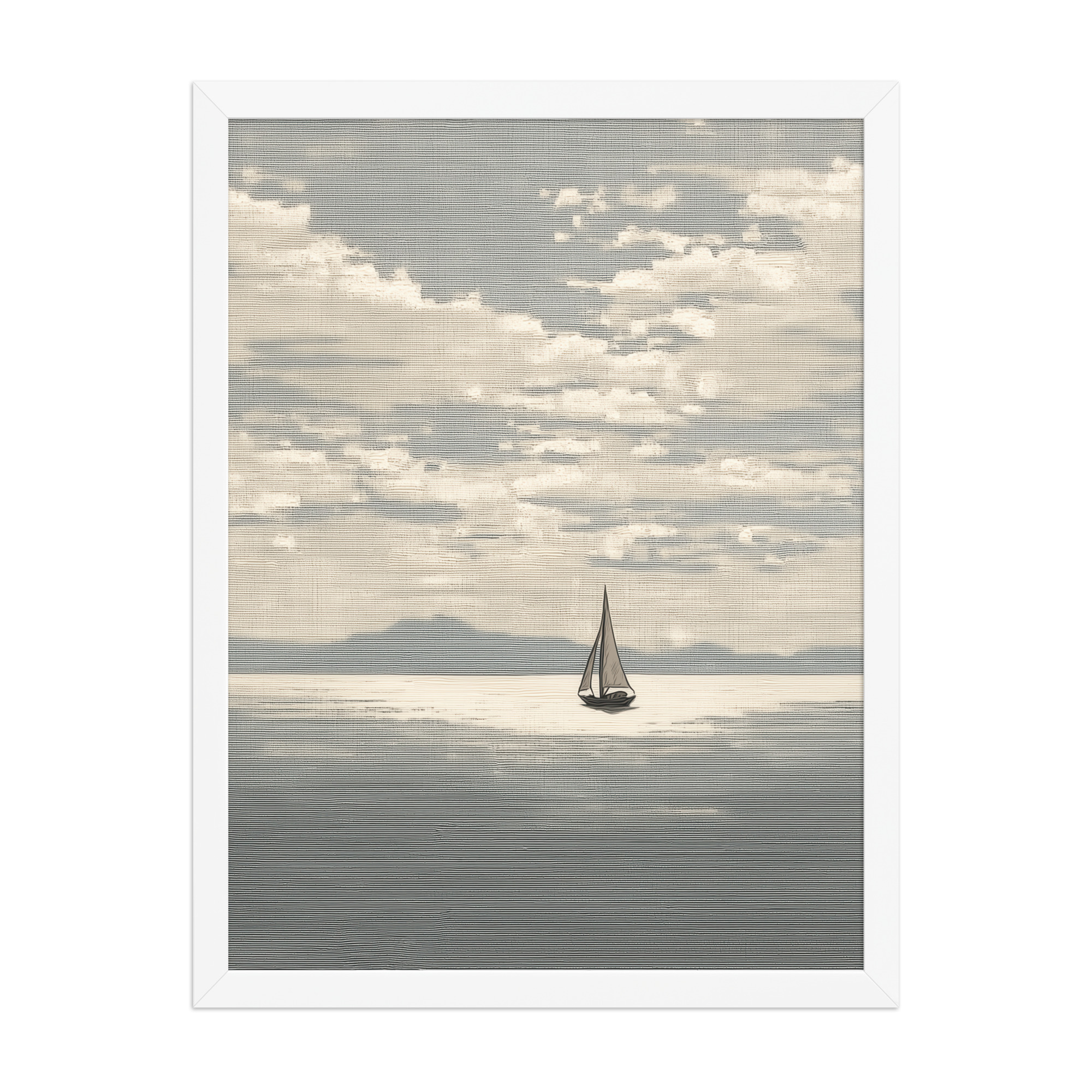 Sailboat Journey — Minimal Seascape, Neutral Japandi Wall Art — Framed Poster - Image 16