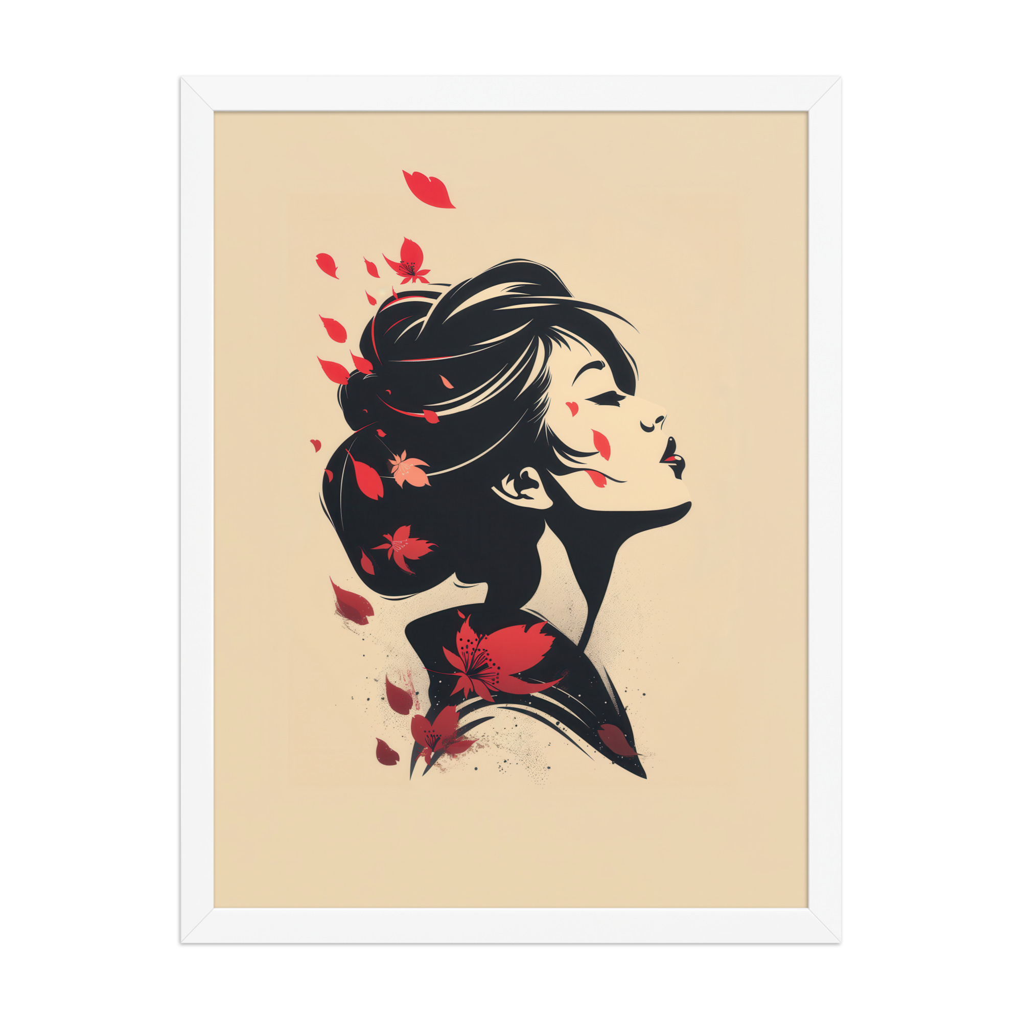 Blossoms in the Wind — Japandi Geisha Minimal Wall Art — Framed Poster - Image 22