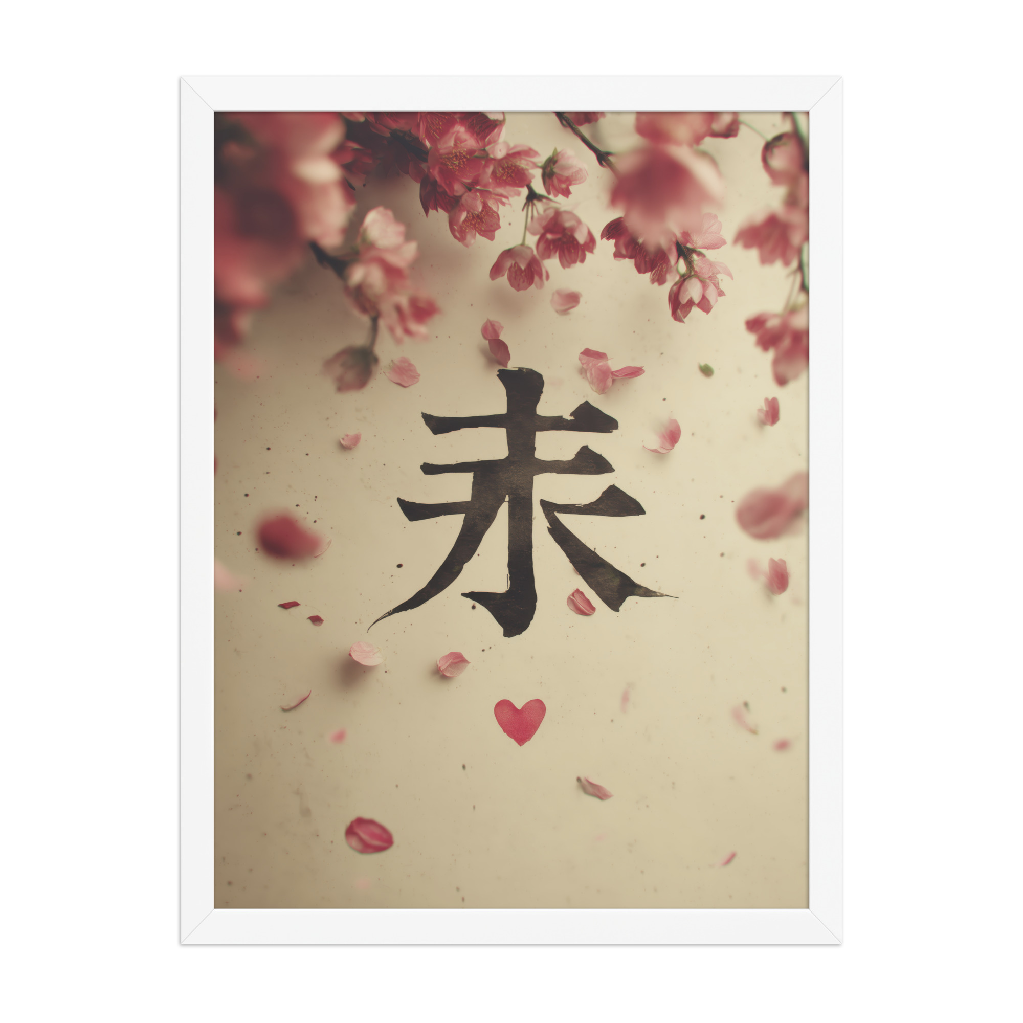 Sakura Love — Cherry Blossom, Japanese Calligraphy Wall Decor — Framed Poster - Image 22