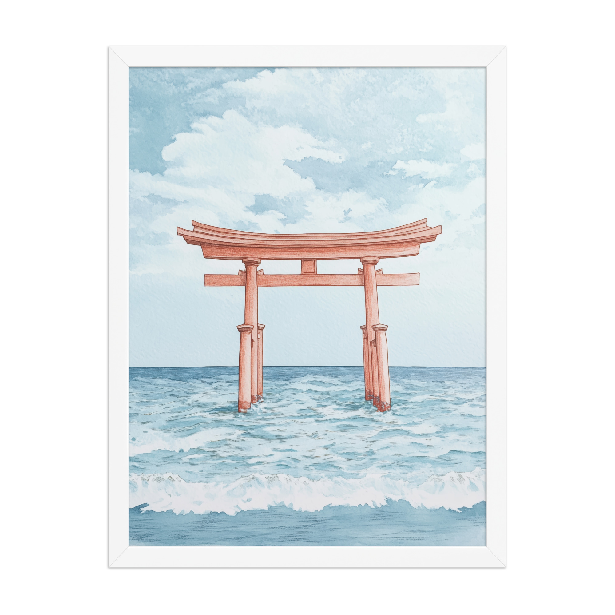 Torii Gate Waves — Coastal Shinto Shrine Wall Decor — Framed Poster - Image 22
