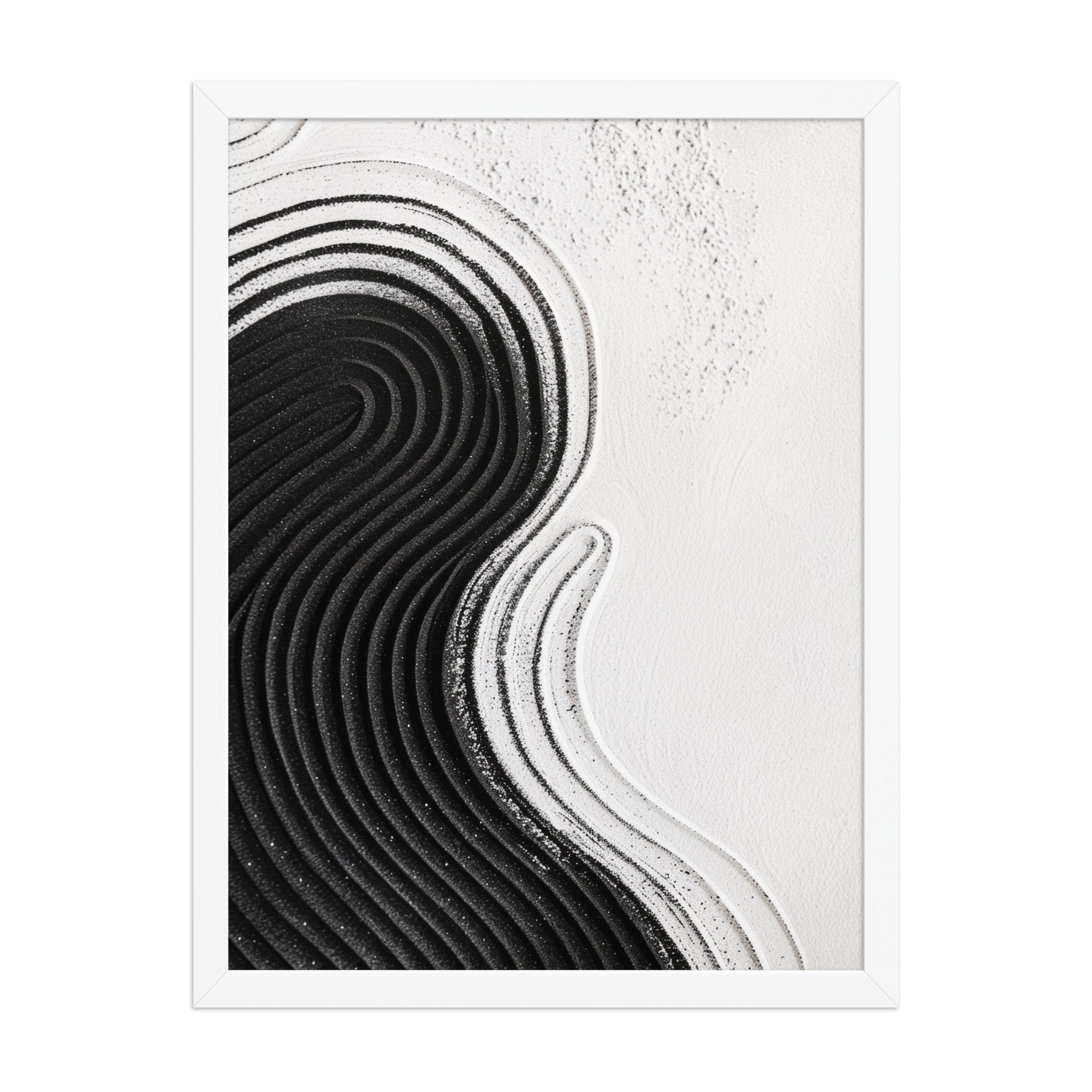Black & White Ripple – Abstract Zen Sand Pattern Wall Art – Framed Poster - Image 22