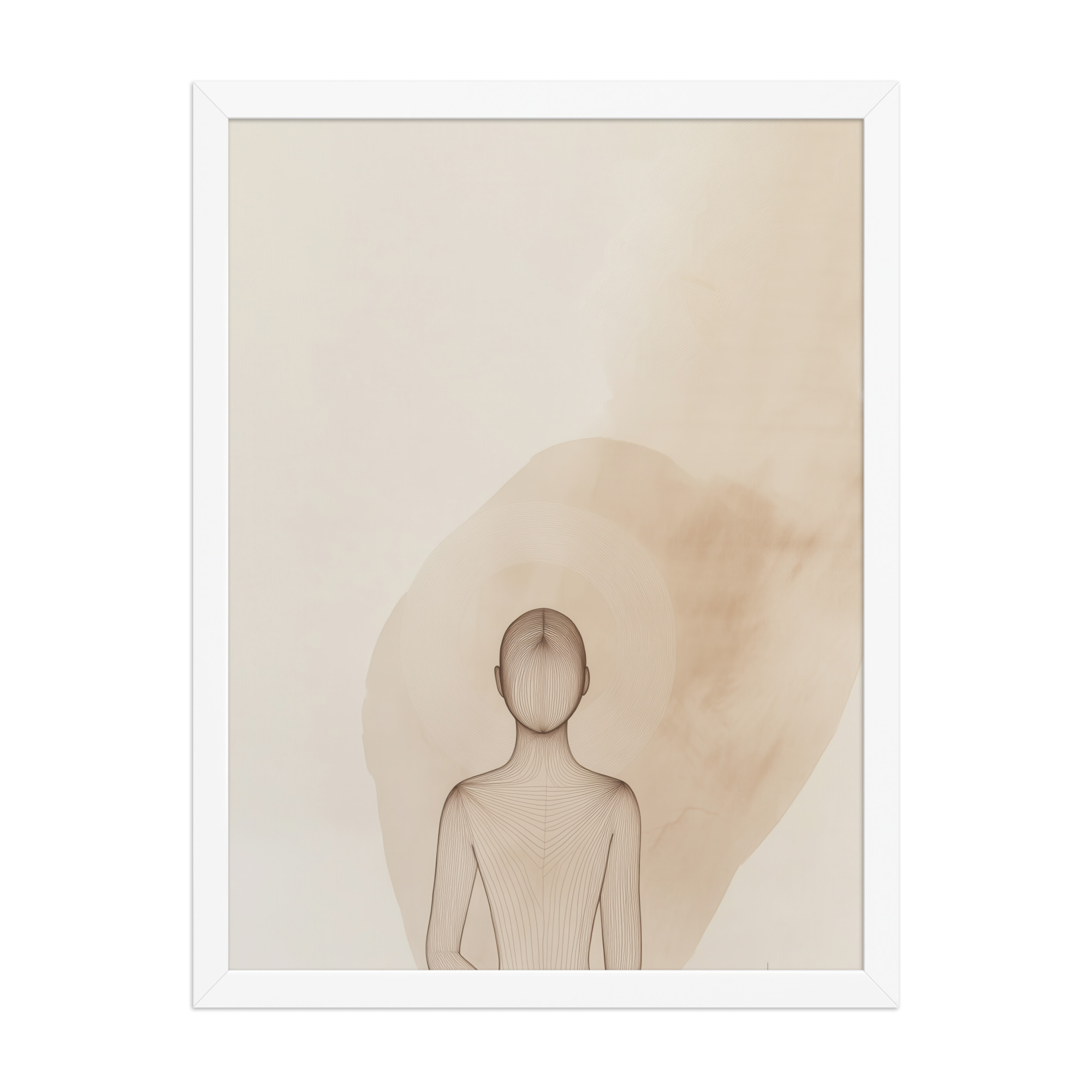 Inner Light – Minimalist Meditation Figure Japandi Wall Art – Framed Poster - Image 22