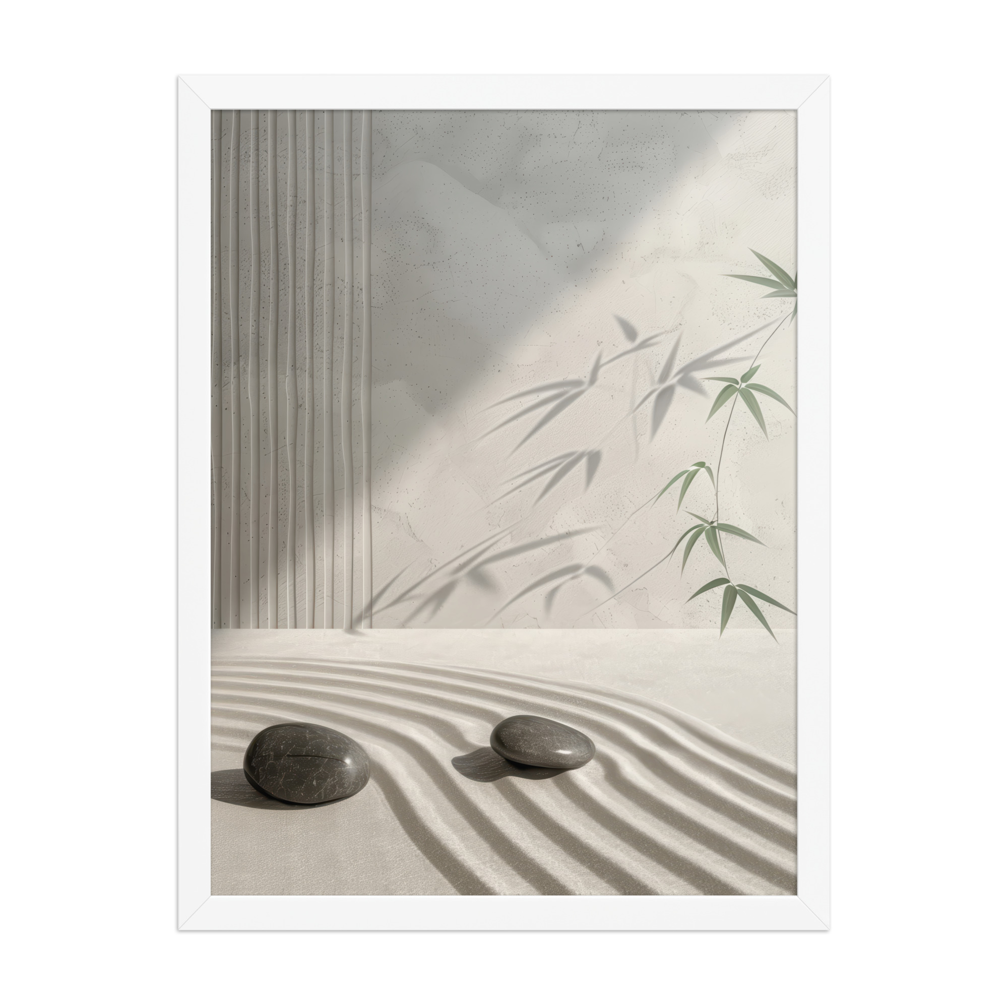 Bamboo Shadow Zen Garden Light & Shadow Japandi Wall Art – Framed Poster - Image 13