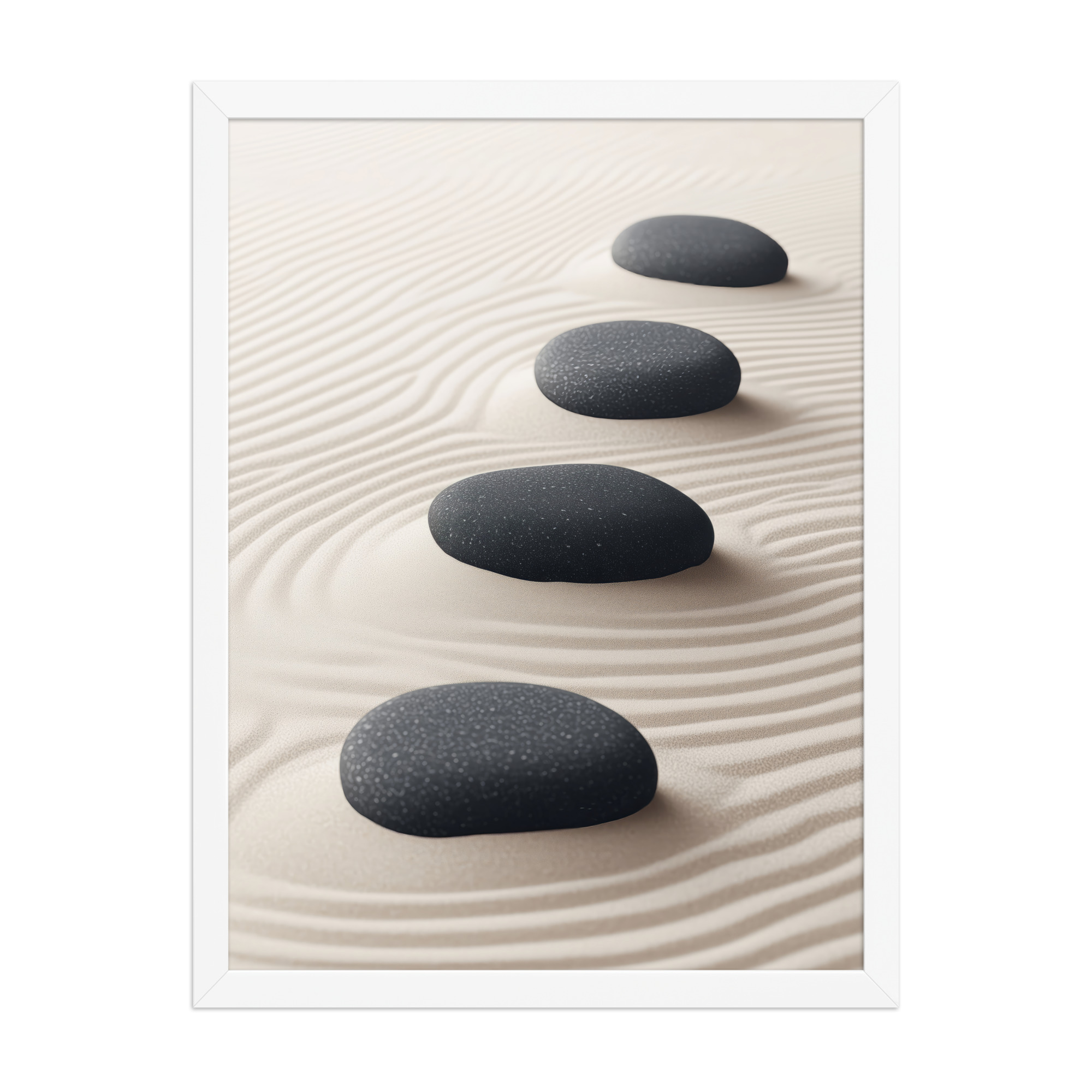 Zen Balance – Charcoal Stones on Sand Minimal Wall Art – Framed Poster - Image 22