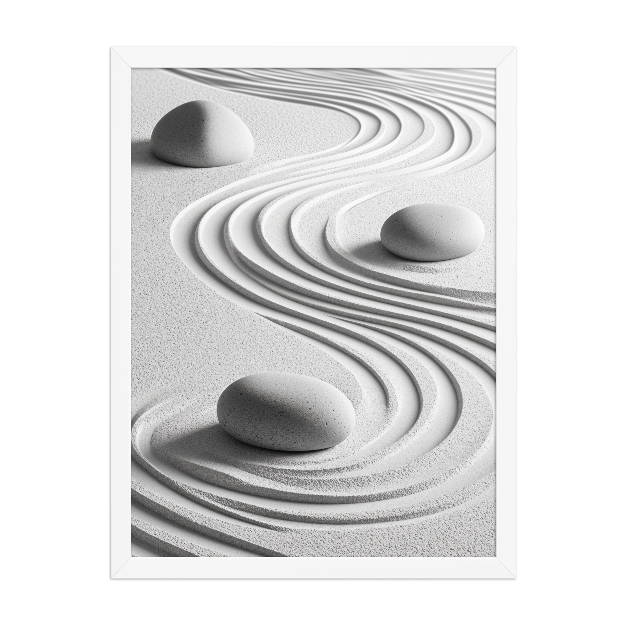 Wabi-Sabi Zen Garden – White Stones & Raked Sand Minimal Art – Framed Poster - Image 8