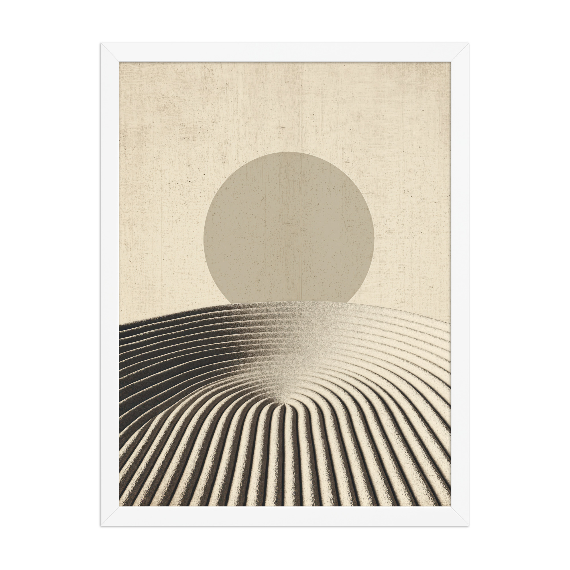 Zen Dune Sun – Raked Sand Dunes with Minimal Sun Wall Art – Framed Poster - Image 22