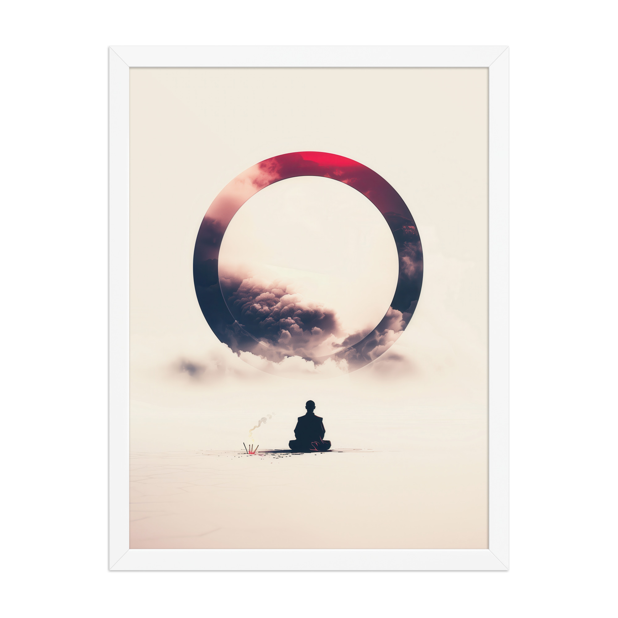 Zen Enso Horizon – Meditative Landscape with Circle Wall Art – Framed Poster - Image 22