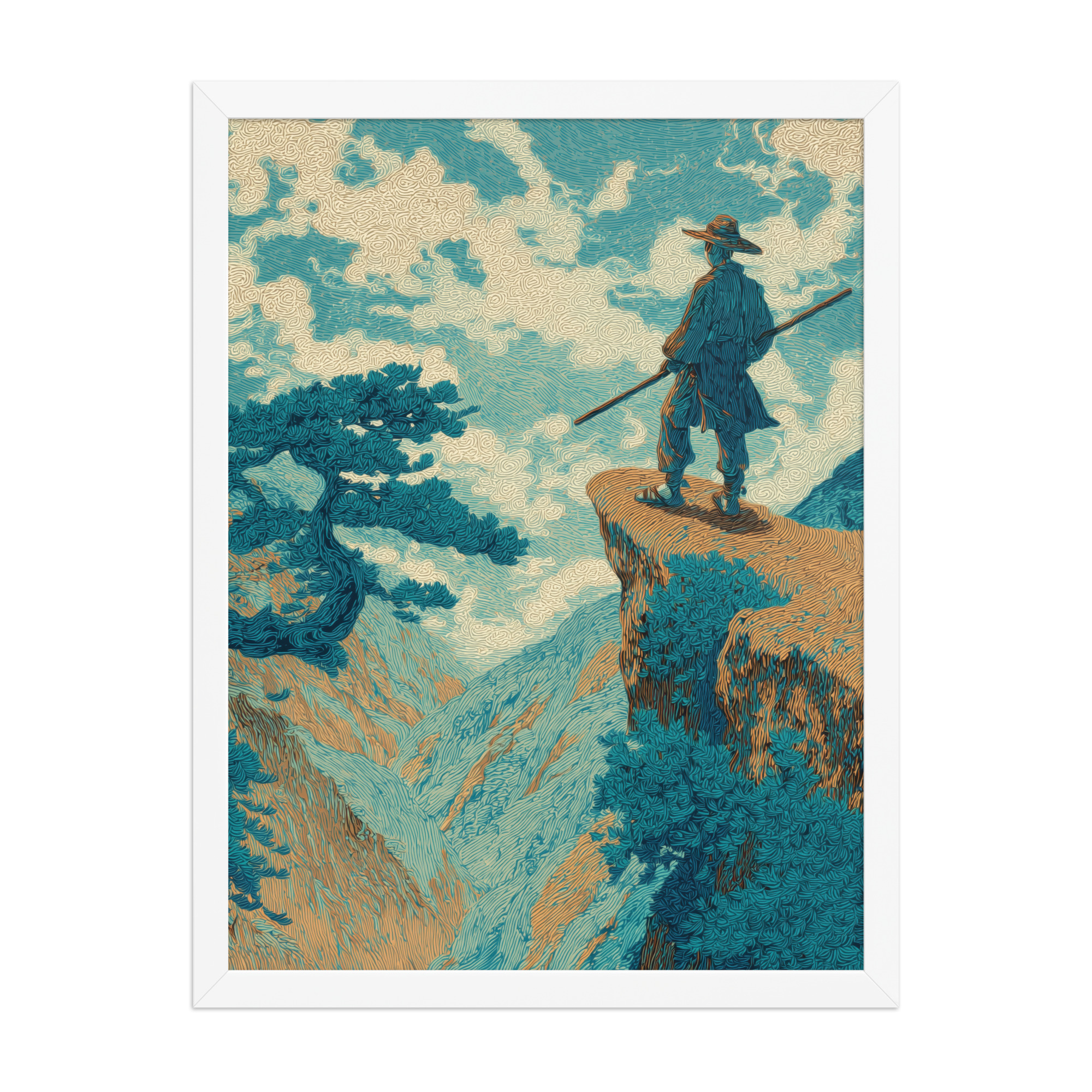 Cliff Wanderer I Hokusai – Vintage Ukiyo-e Cliff Landscape Wall Art – Framed Poster - Image 16