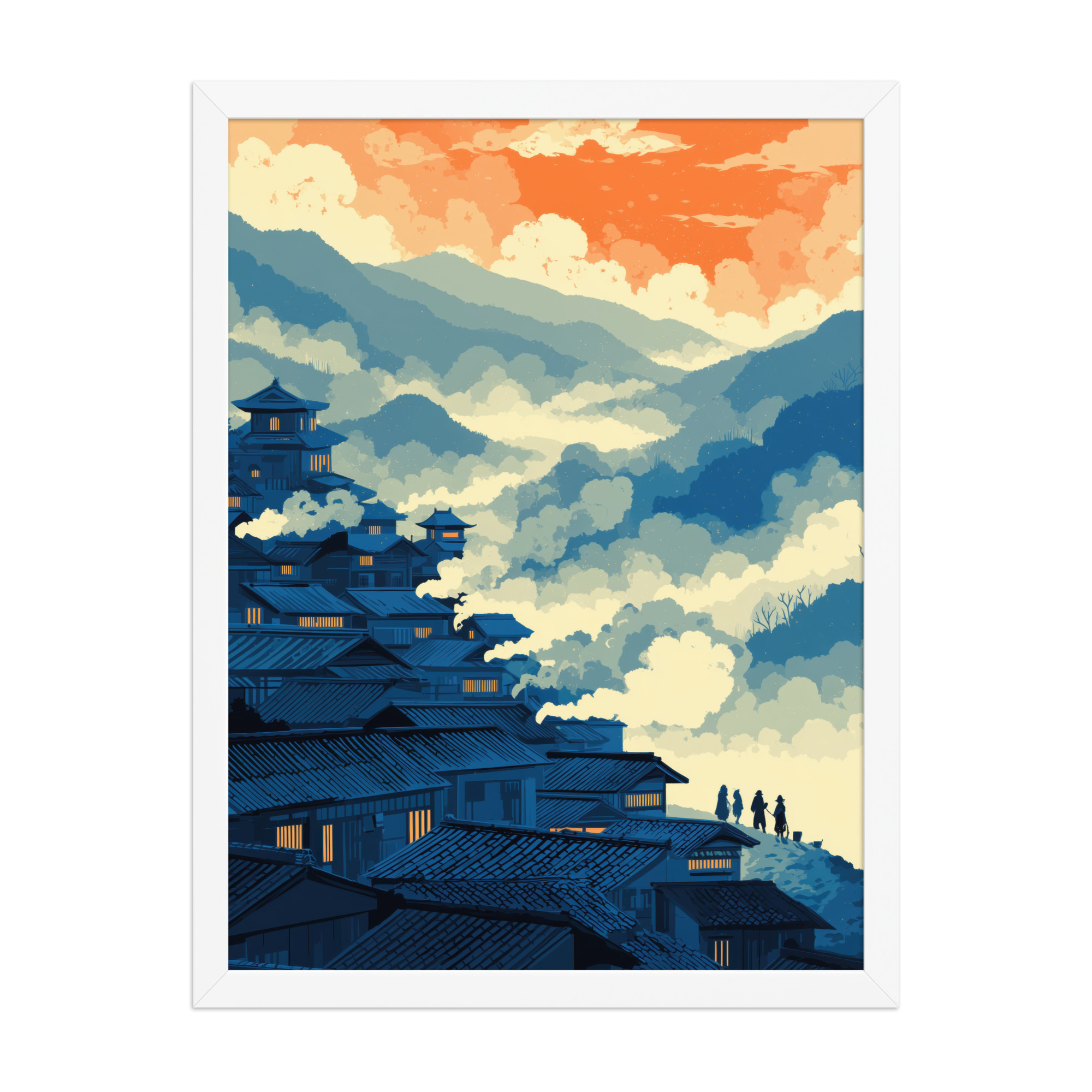 Twilight Over Hillside Village – Ukiyo-e Wall Art Print – Framed Poster - Image 19