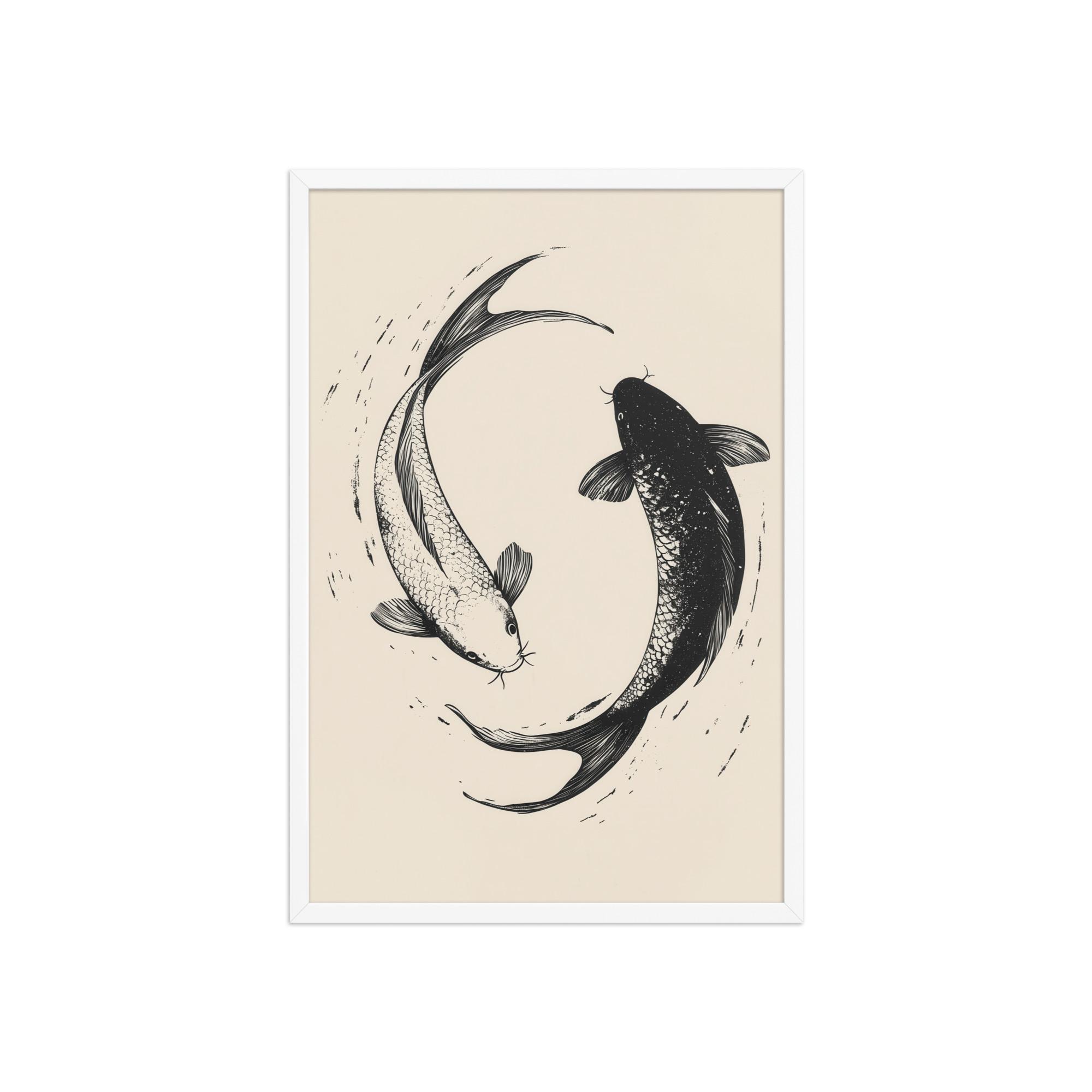 Yin and Yang Koi Flow — Minimal Ink Koi Art — Framed Poster - Image 20