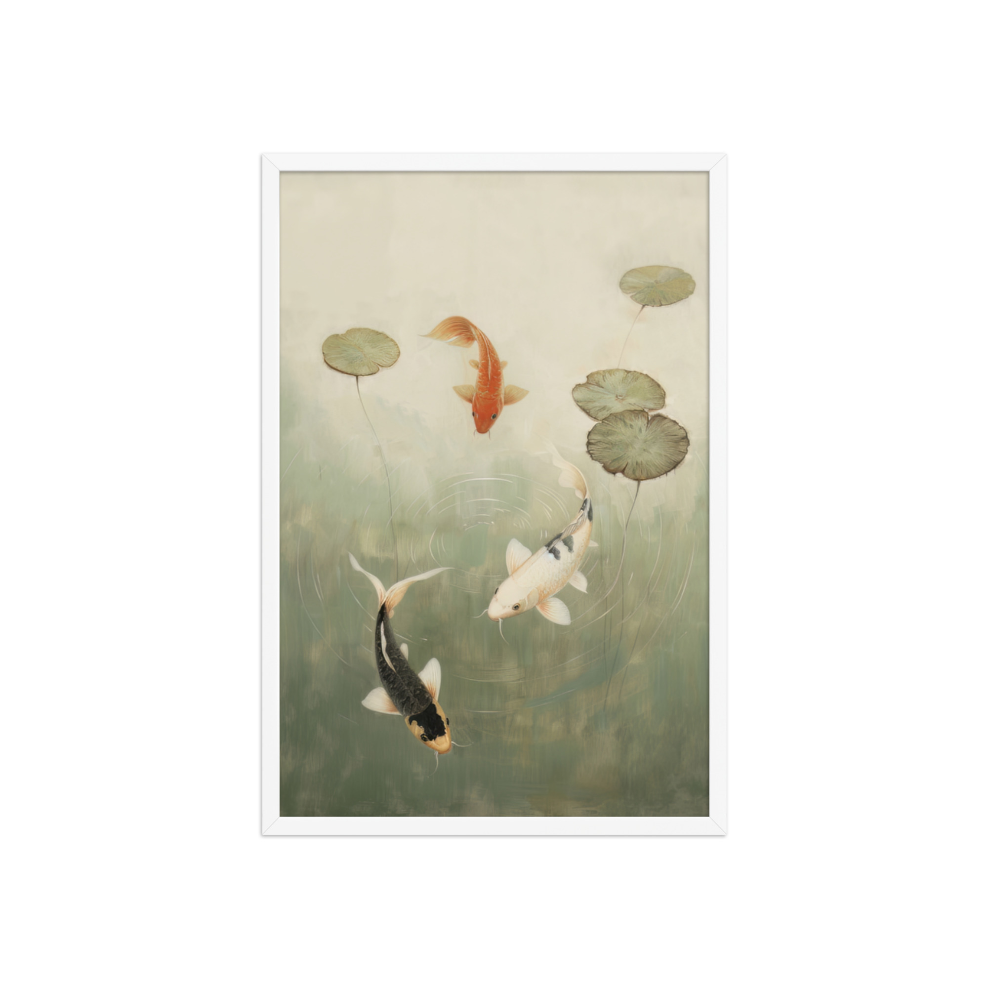 Koi Among Lilies — Tranquil Pond Art — Framed Poster - Image 23