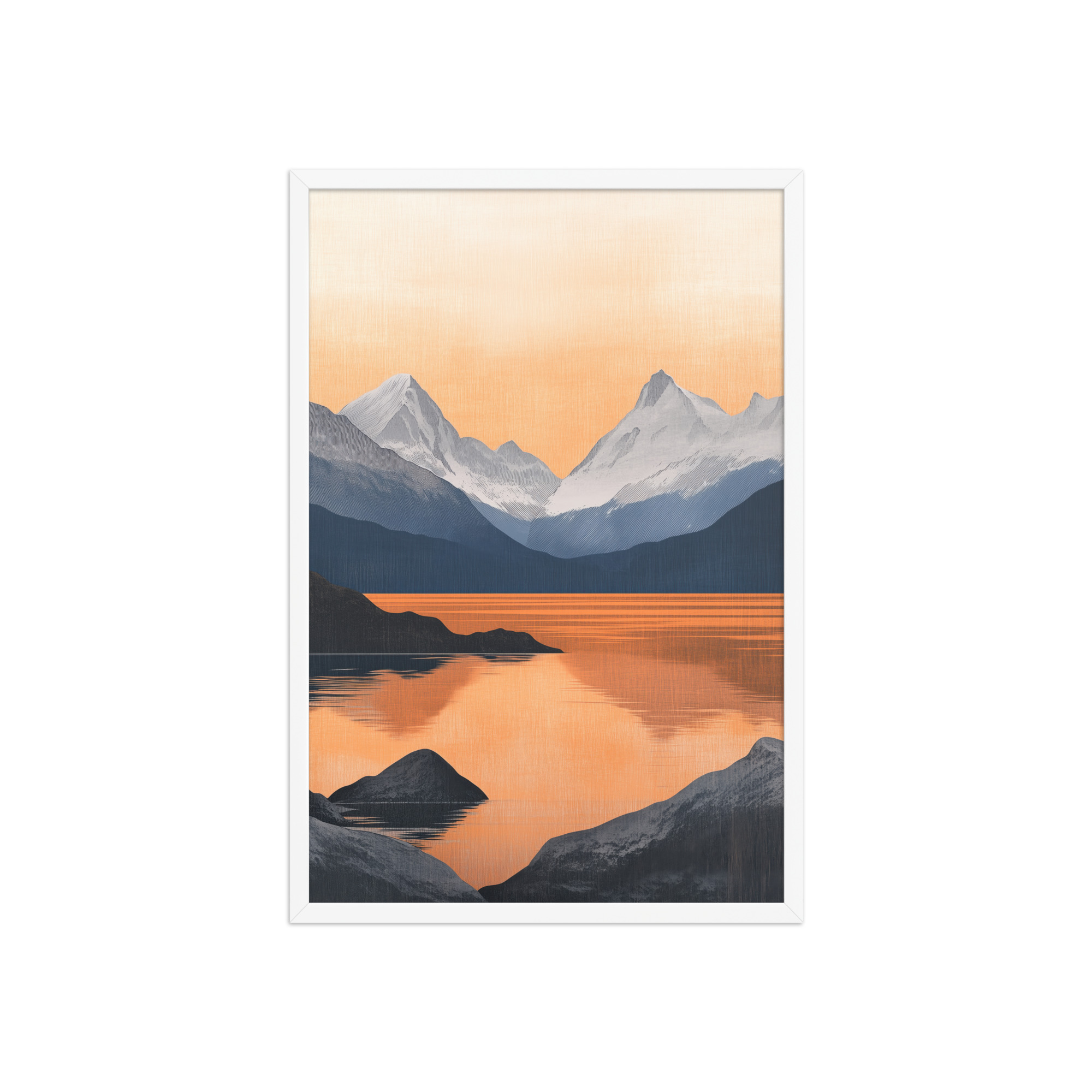 Nordic Sunset Reflections — Serene Mountain Lake Panorama Landscape Wall Art — Framed Poster - Image 20