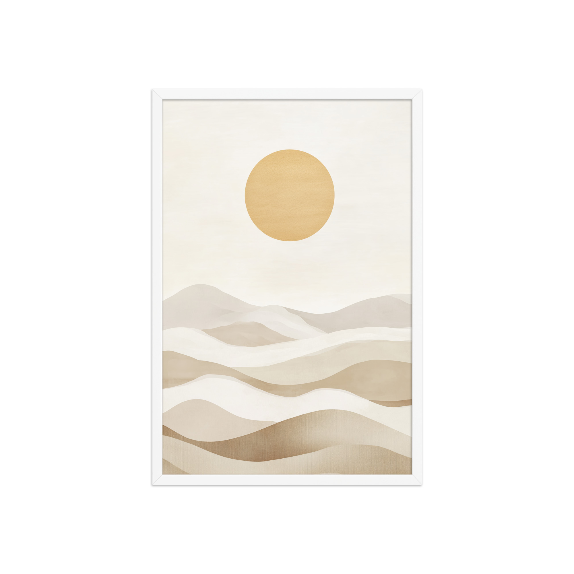 Minimal Dunes and Golden Sun — Japandi Desert Landscape Wall Decor — Framed Poster - Image 20
