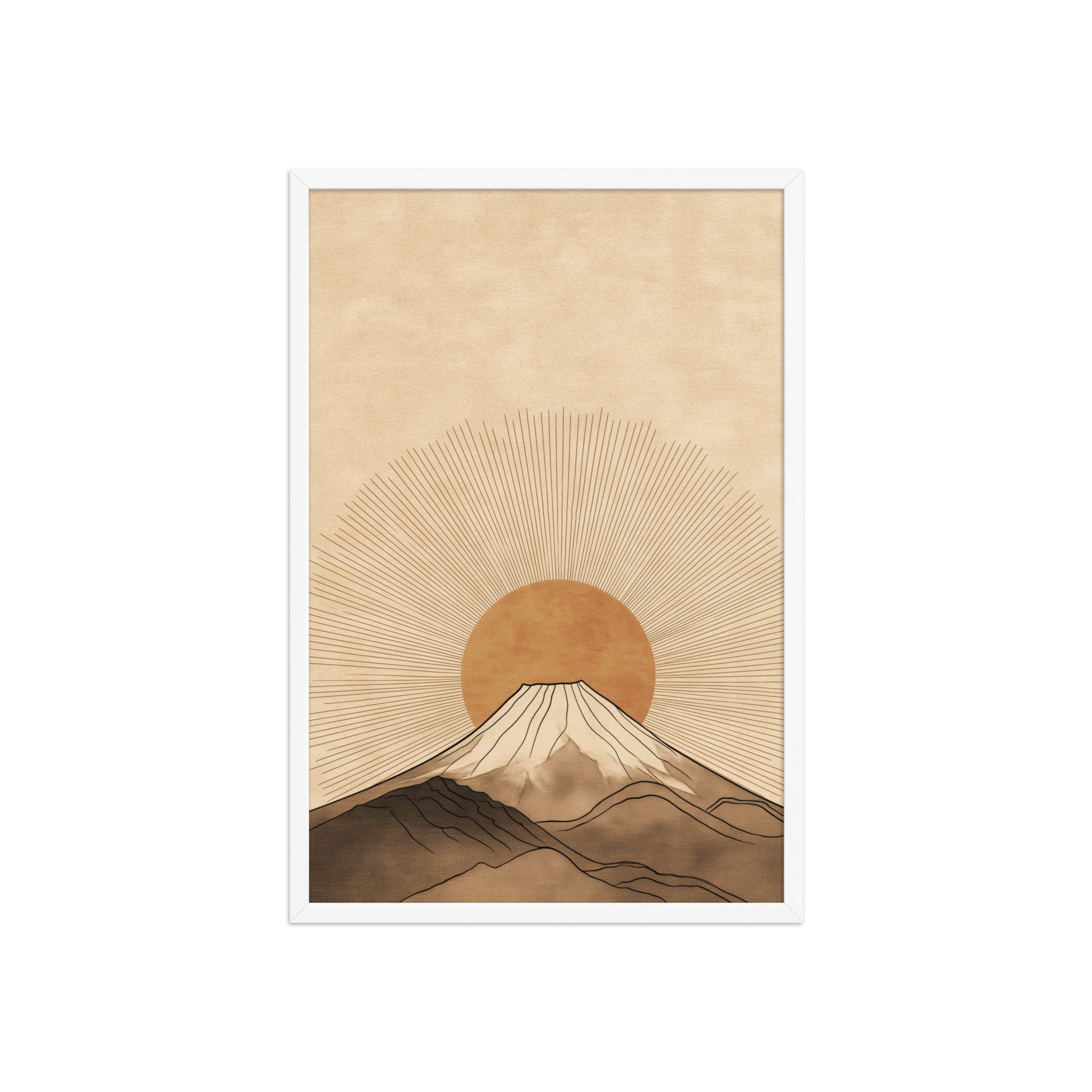 Fuji Radiance — Japandi Sunburst Mountain Wall Art — Framed Poster - Image 17