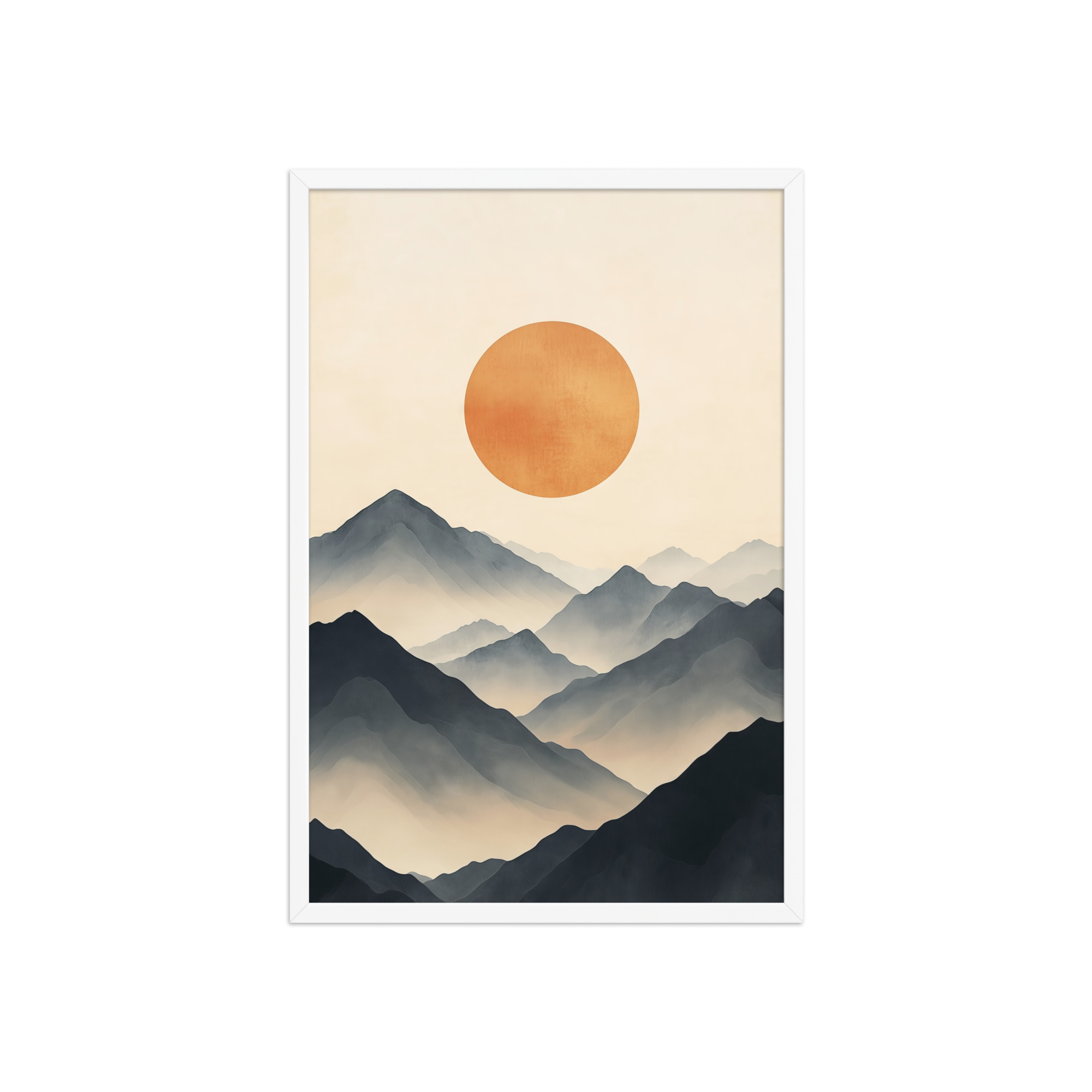 Layered Serenity — Neutral Misty Mountains Wall Decor — Framed Poster - Image 20