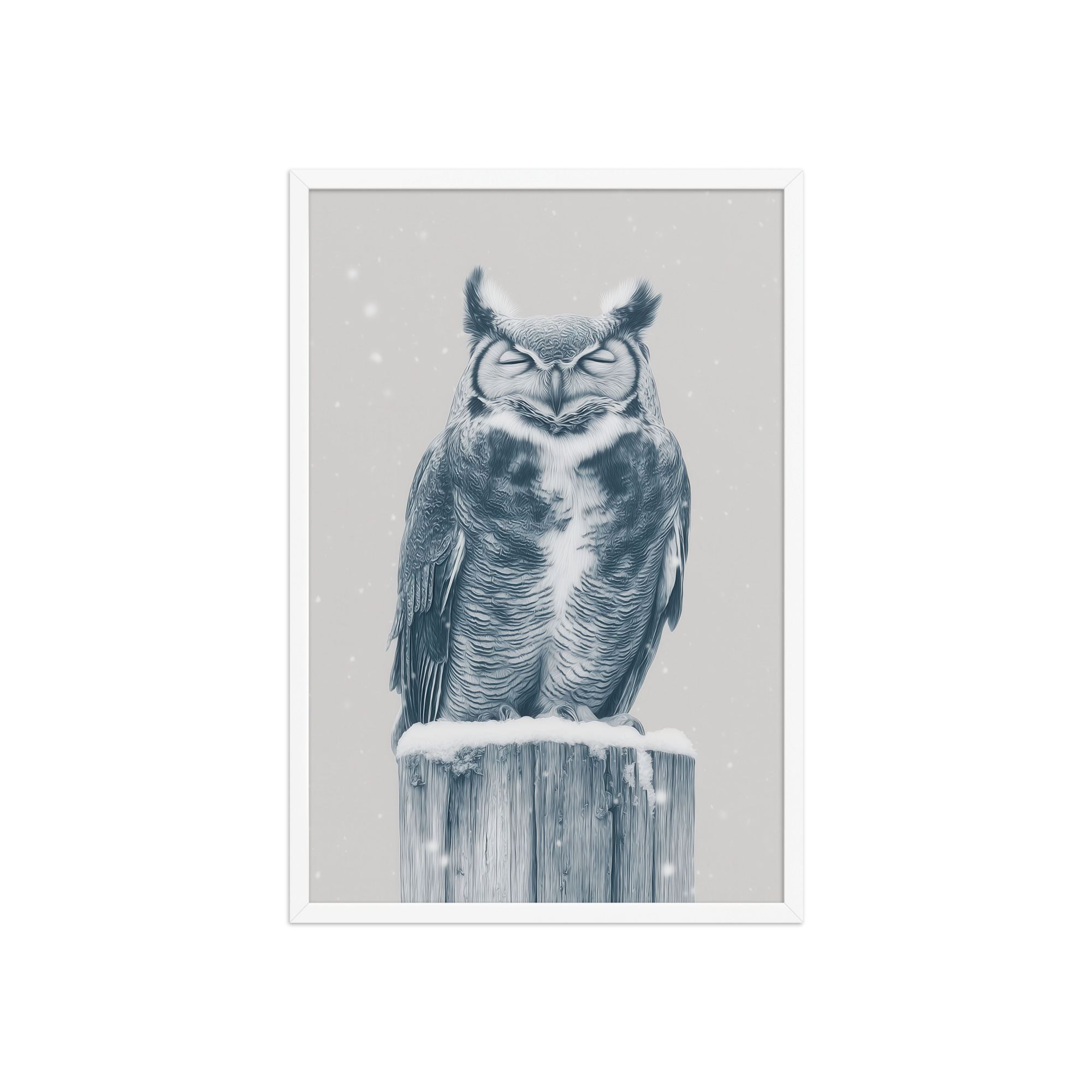 Silent Sentinel – Snow Owl Winter Wildlife Art in Neutrals Wall Decor — Framed Poster - Image 23