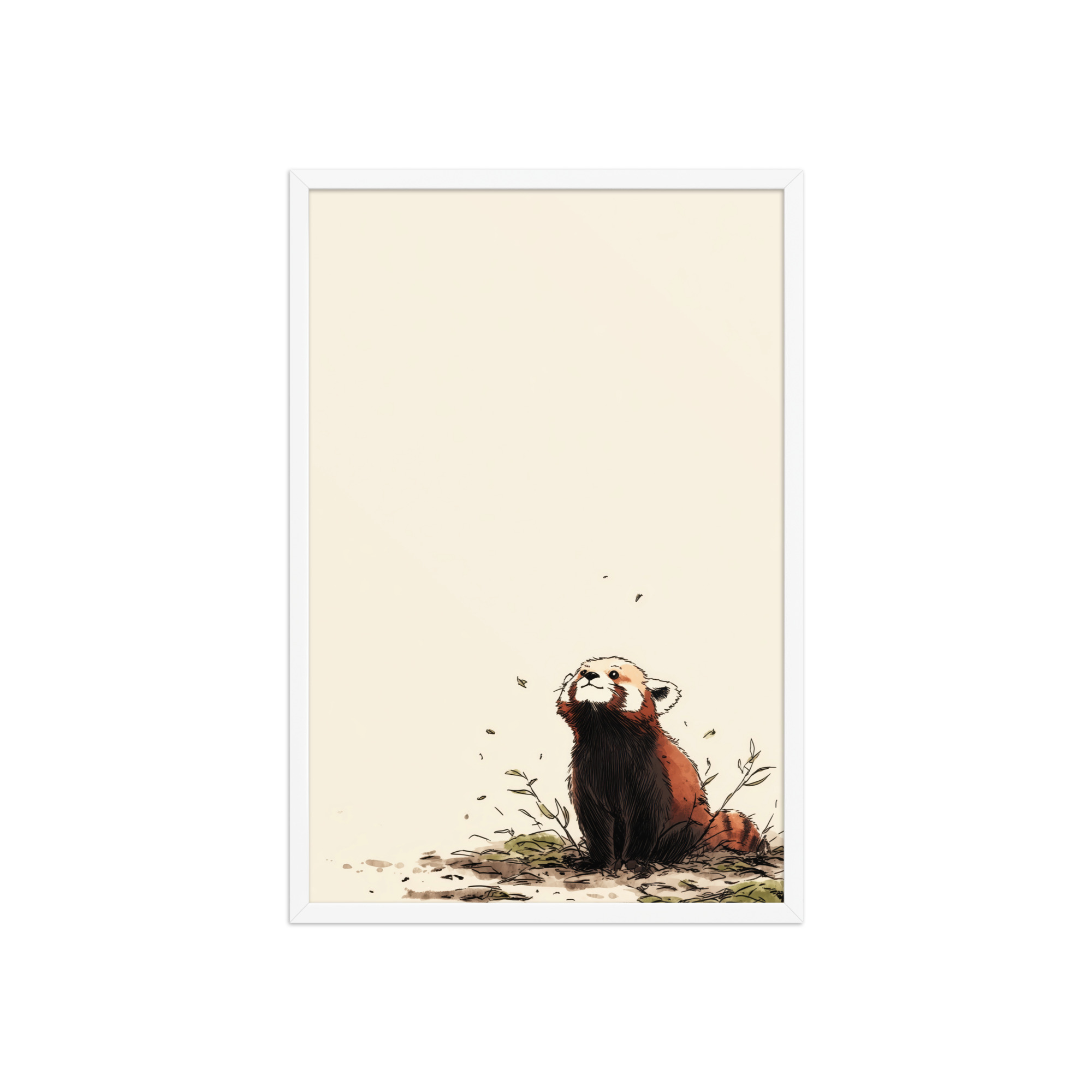 Red Panda in the Wind — Minimal Illustrated Animal Wall Art — Framed Poster - Image 20