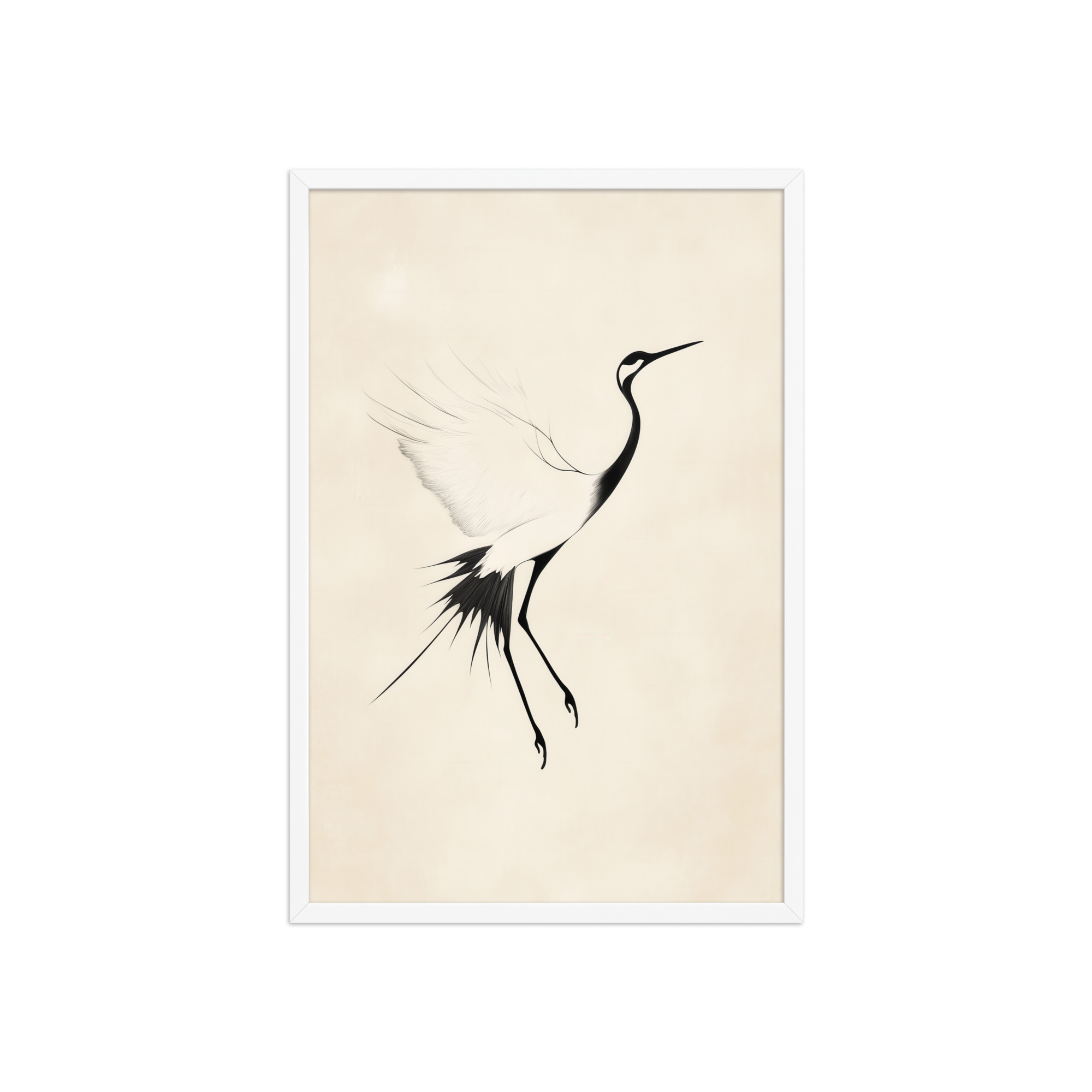 Crane of Still Winds — Red-Crowned Crane Minimal Ink Art — Framed Poster - Image 23