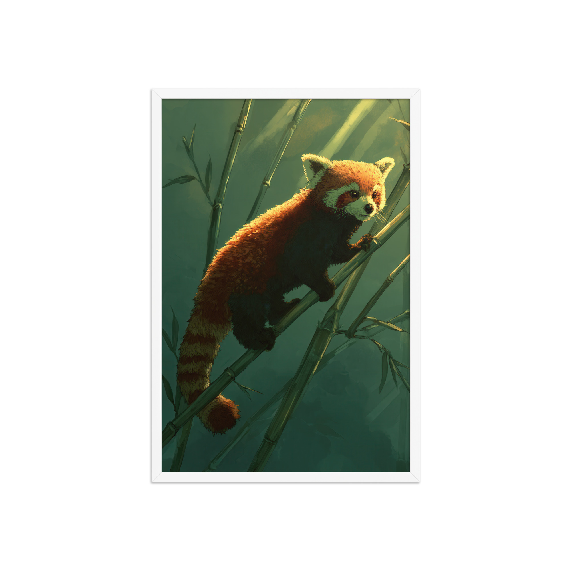 Bamboo Climber — Red Panda in Lush Green Bamboo Wall Decor — Framed Poster - Image 23