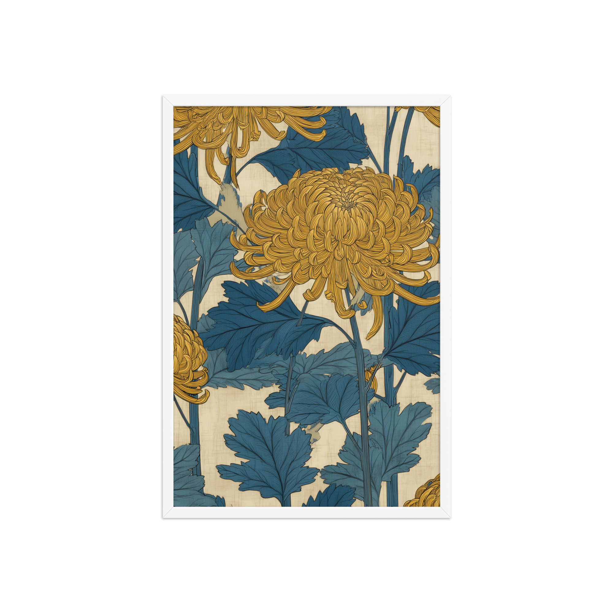 Amber Chrysanthemum — Japandi Floral Wall Decor — Framed Poster - Image 17