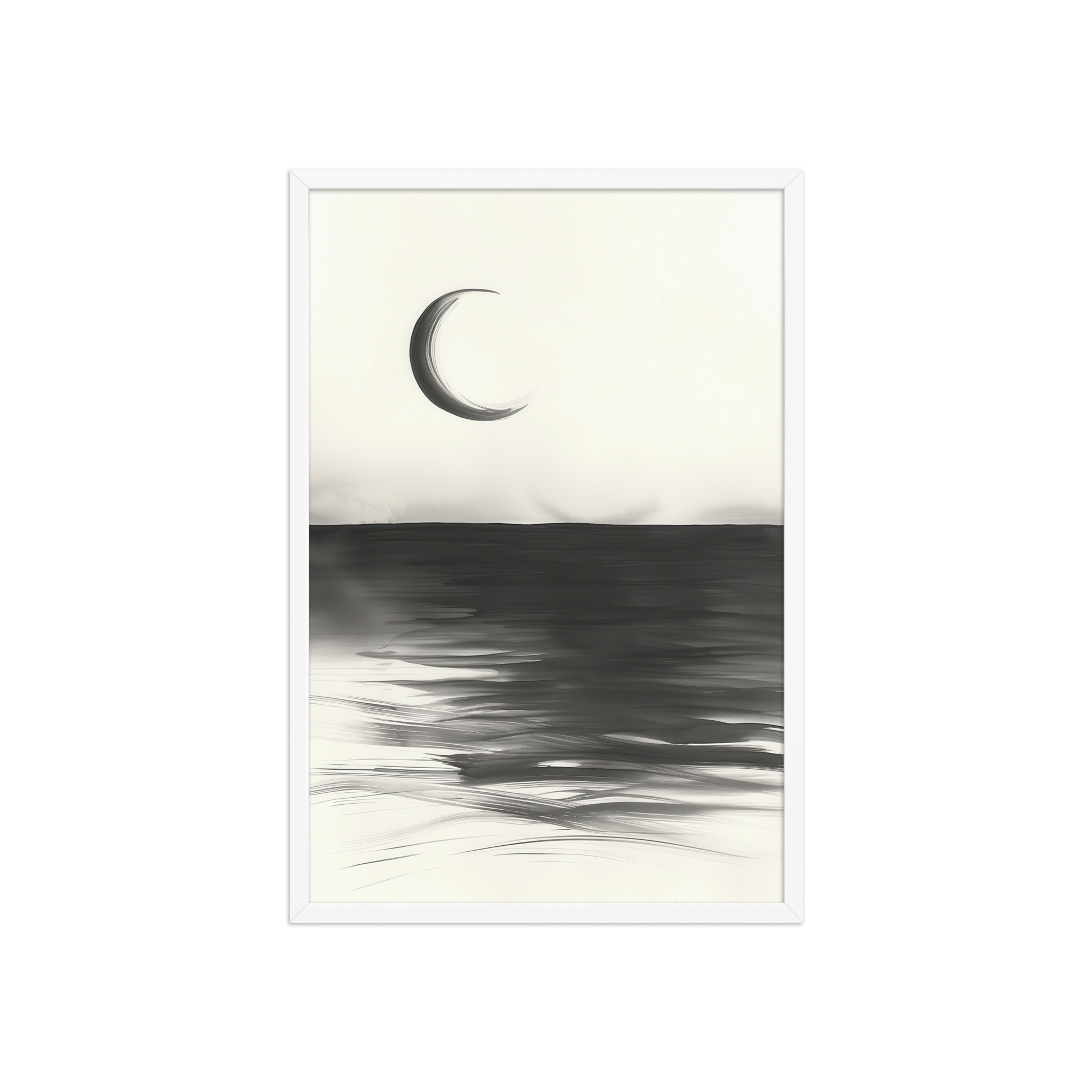 Crescent Reflections — Minimal Seascape Wall Decor — Framed Poster - Image 23