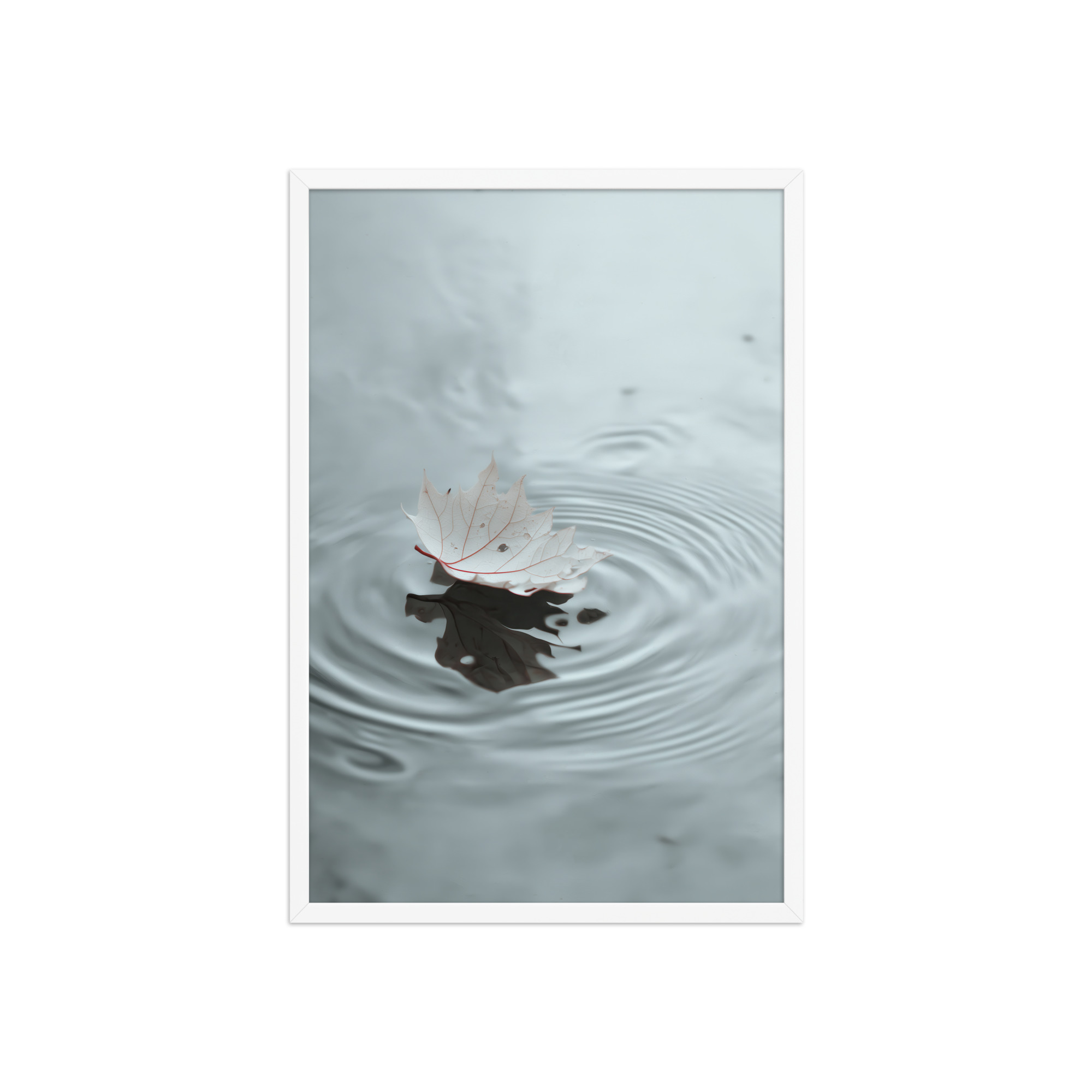 Floating Stillness — Leaf on Water Wall Decor — Framed Poster - Image 23