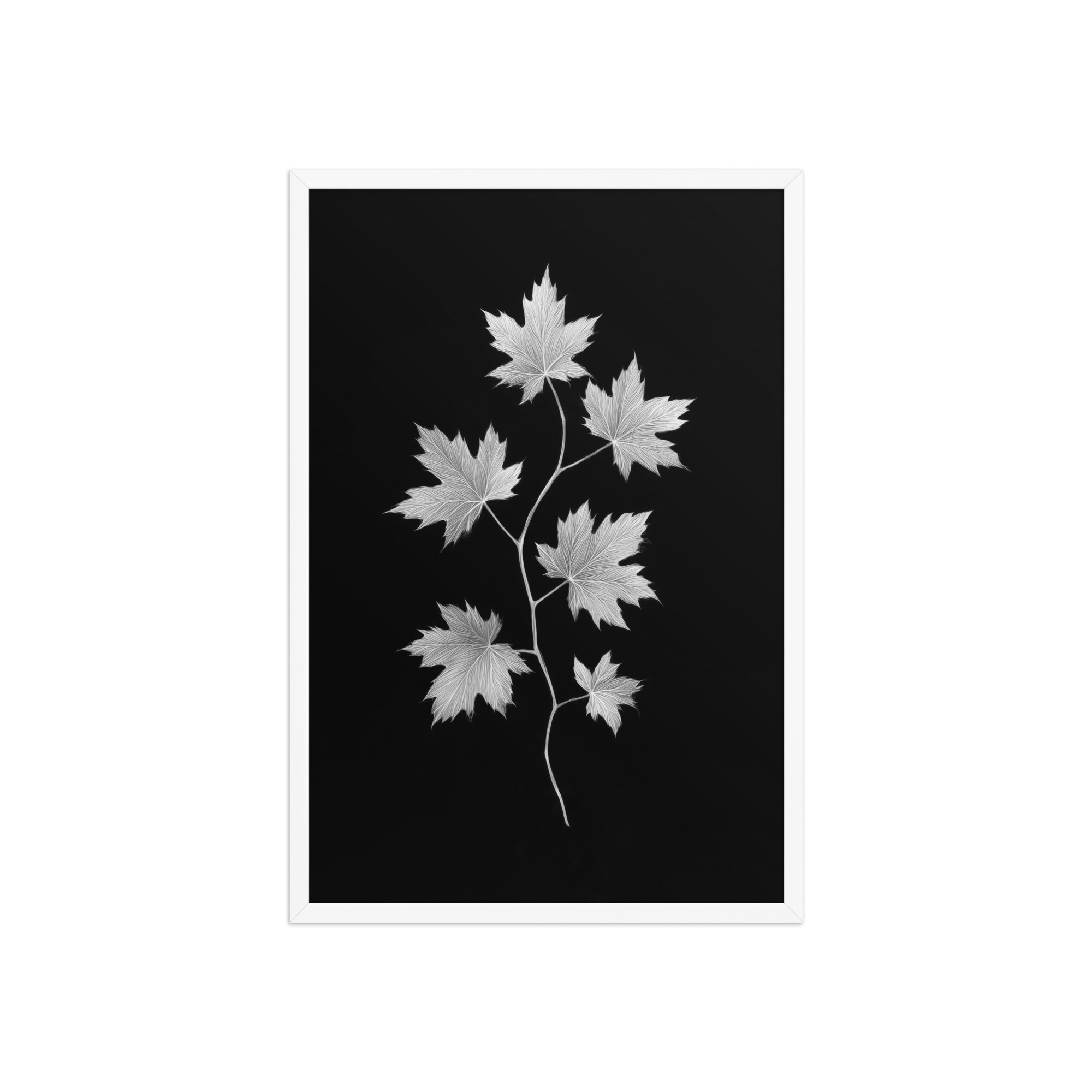 Ivory Veins — Japandi Maple Line Art — Framed Poster - Image 23