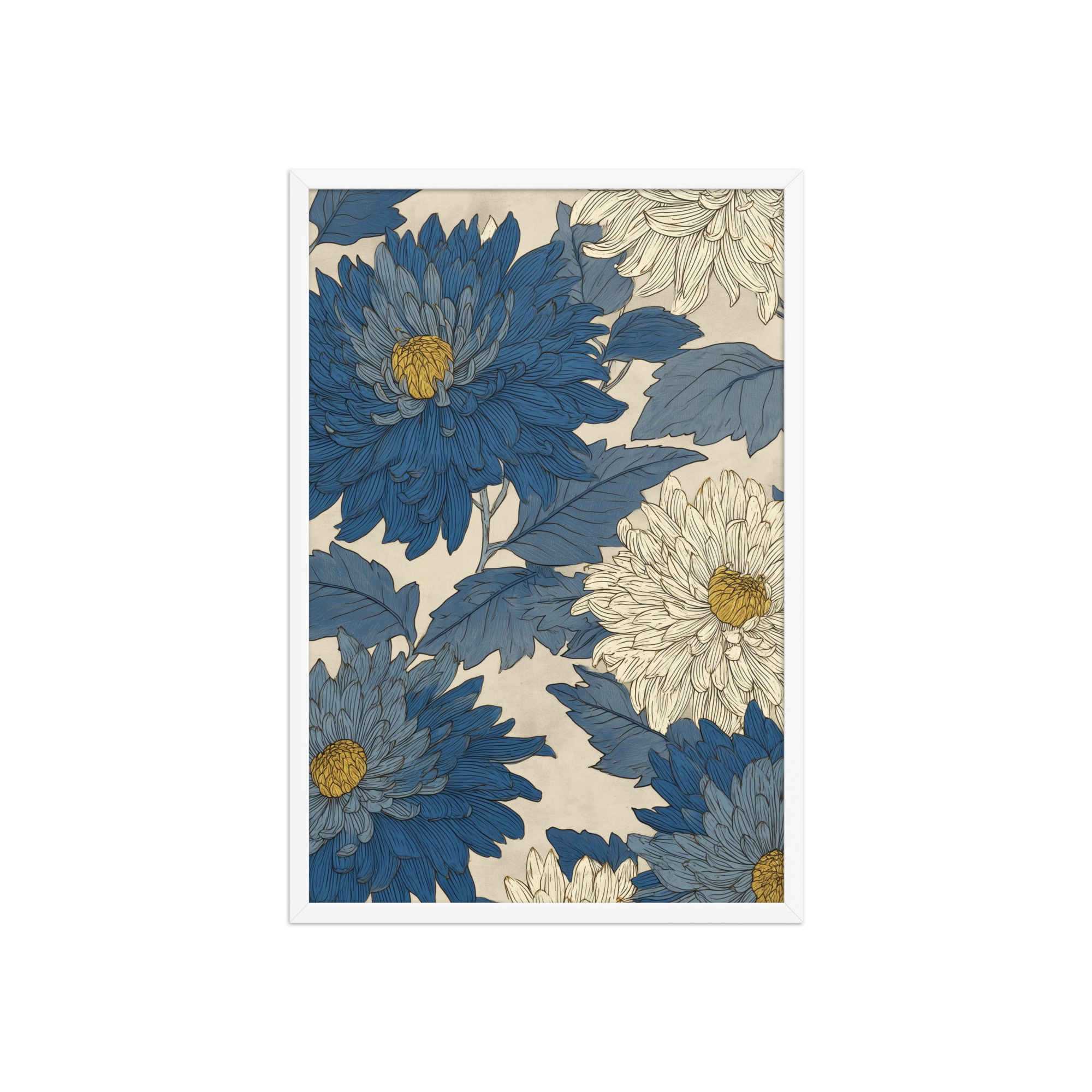 Mixed Chrysanthemums — Vintage Floral Pattern Wall Decor — Framed Poster - Image 20