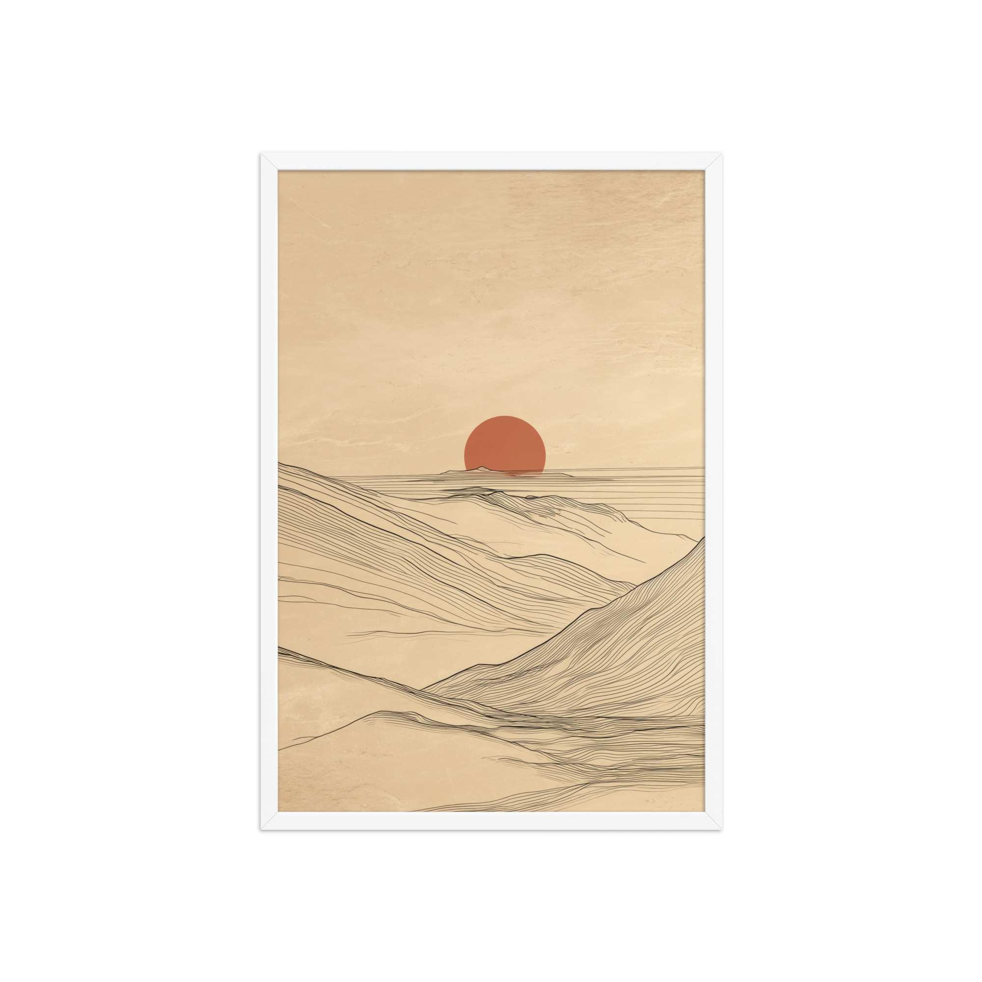 Desert Horizon — Japandi Desert Line Landscape Wall Art — Framed Poster - Image 17