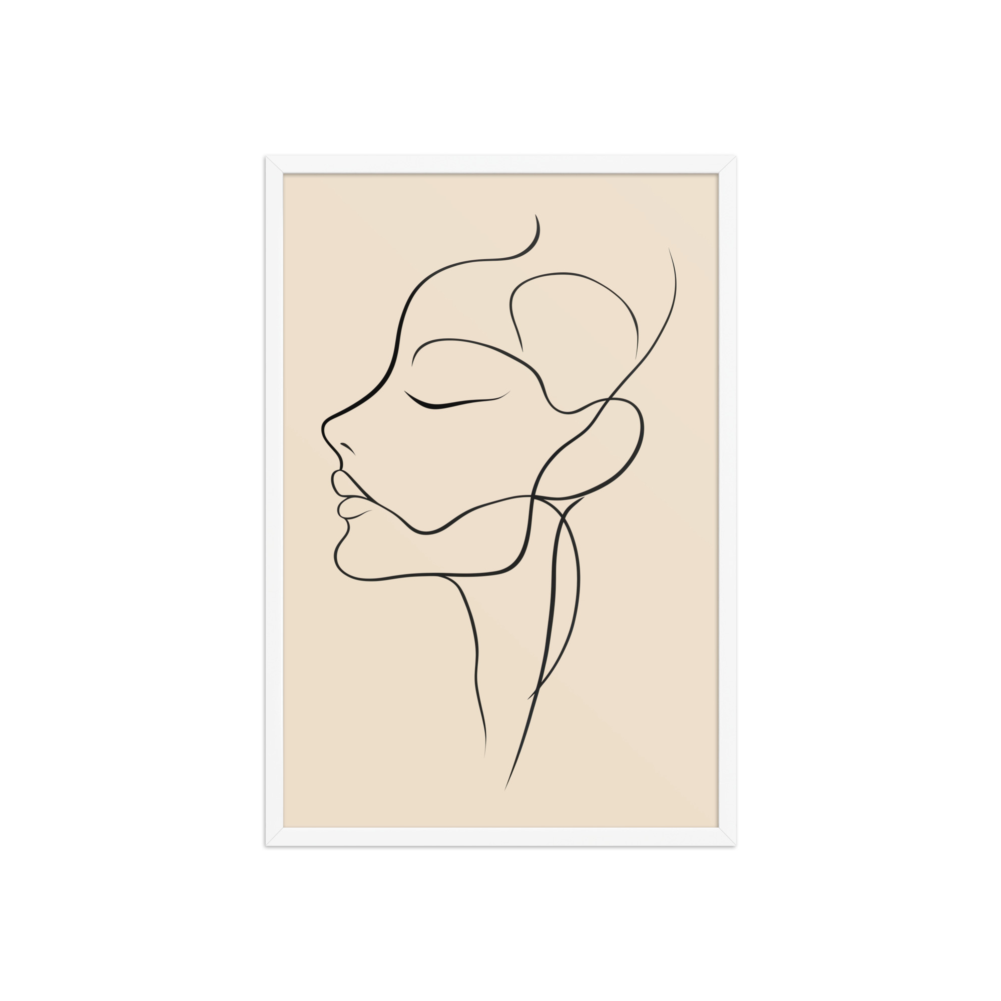 Serenity in Profile — Minimal Line Face Wall Art — Framed Poster - Image 14