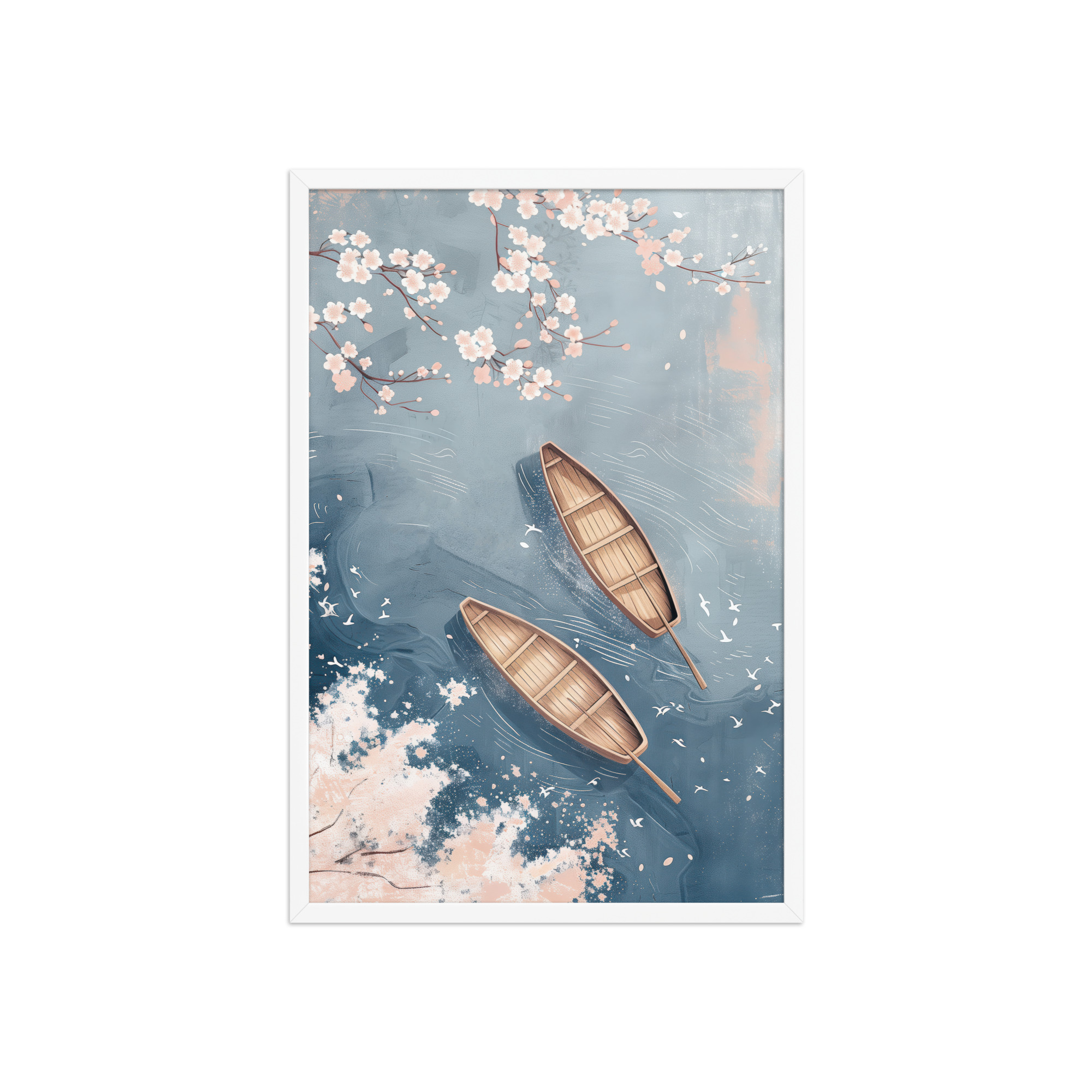 Cherry Blossom Drifting — Sakura River Landscape Wall Art — Framed Poster - Image 17